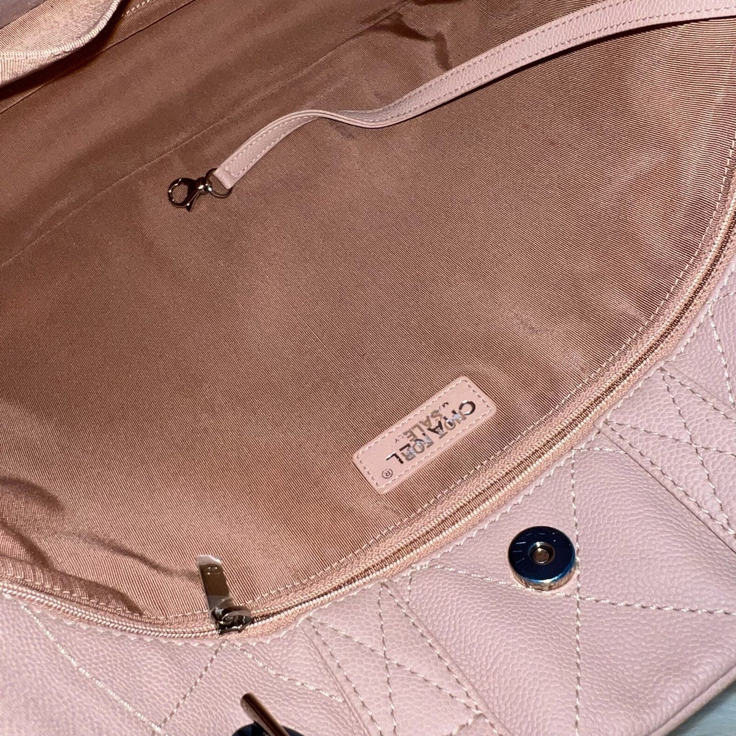 GLM-Large Quilted Tote Bag in Pink Caviar and SHW