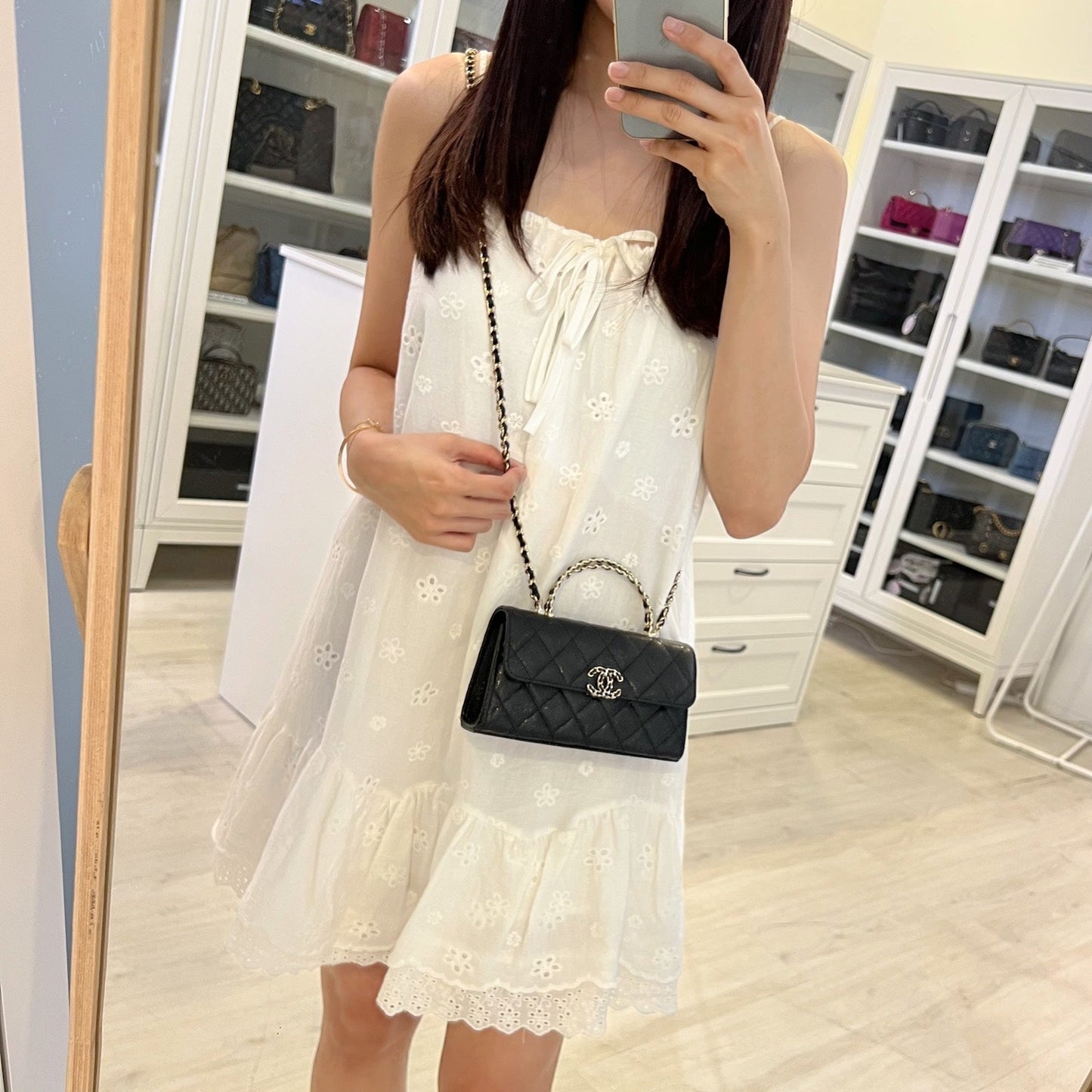 GLM-25S Top Handle Kelly Clutch with Chain in Black Caviar and GHW