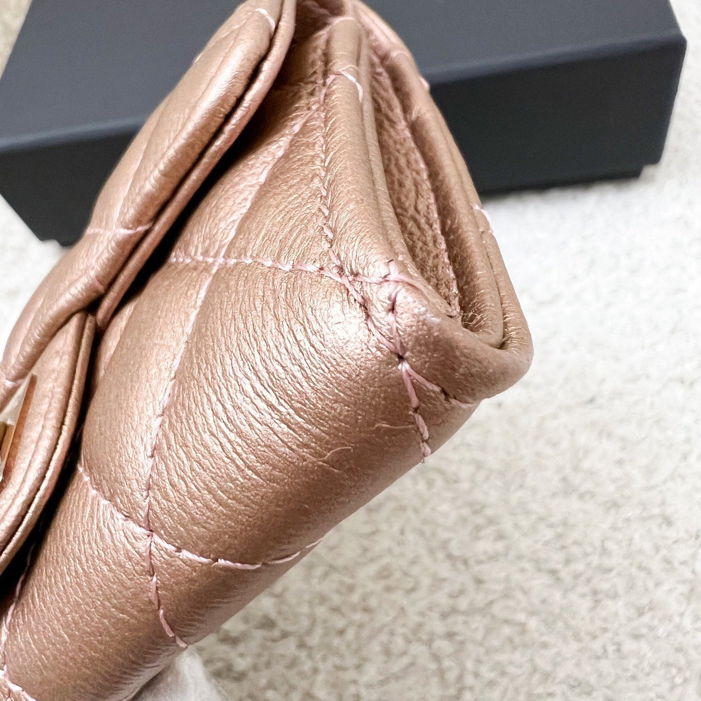GLM-2.55 Reissue Snap Card Holder in Rose Gold Leather and RGHW