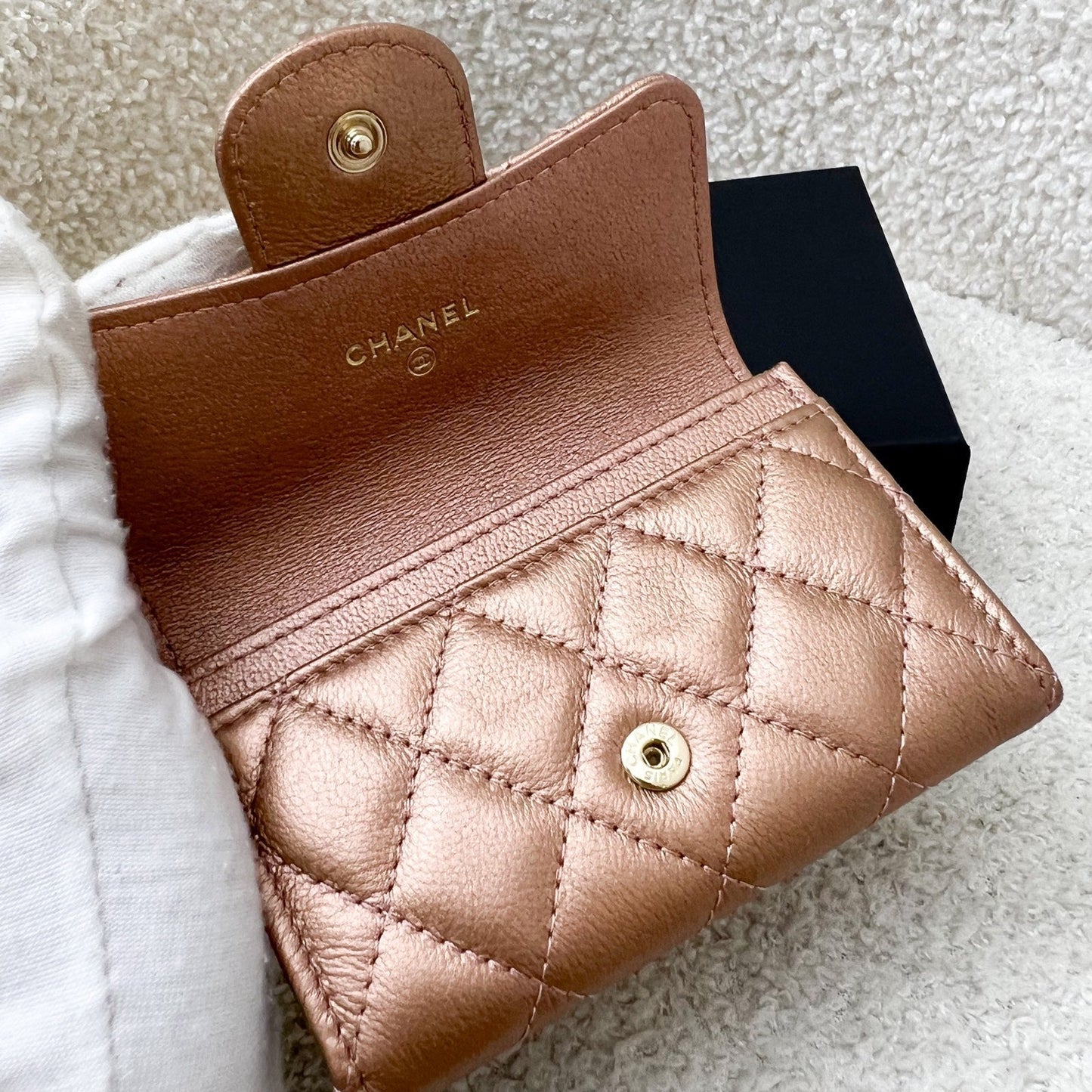 GLM-2.55 Reissue Snap Card Holder in Rose Gold Leather and RGHW