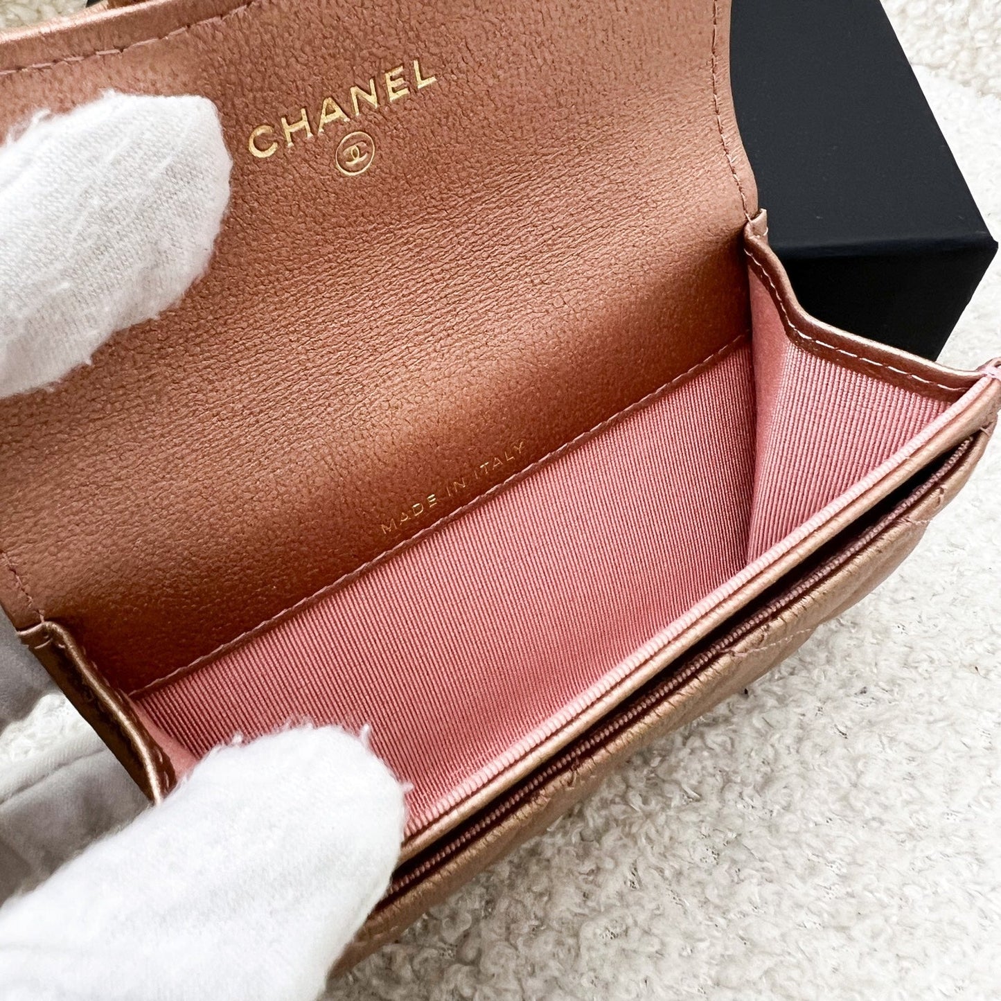GLM-2.55 Reissue Snap Card Holder in Rose Gold Leather and RGHW