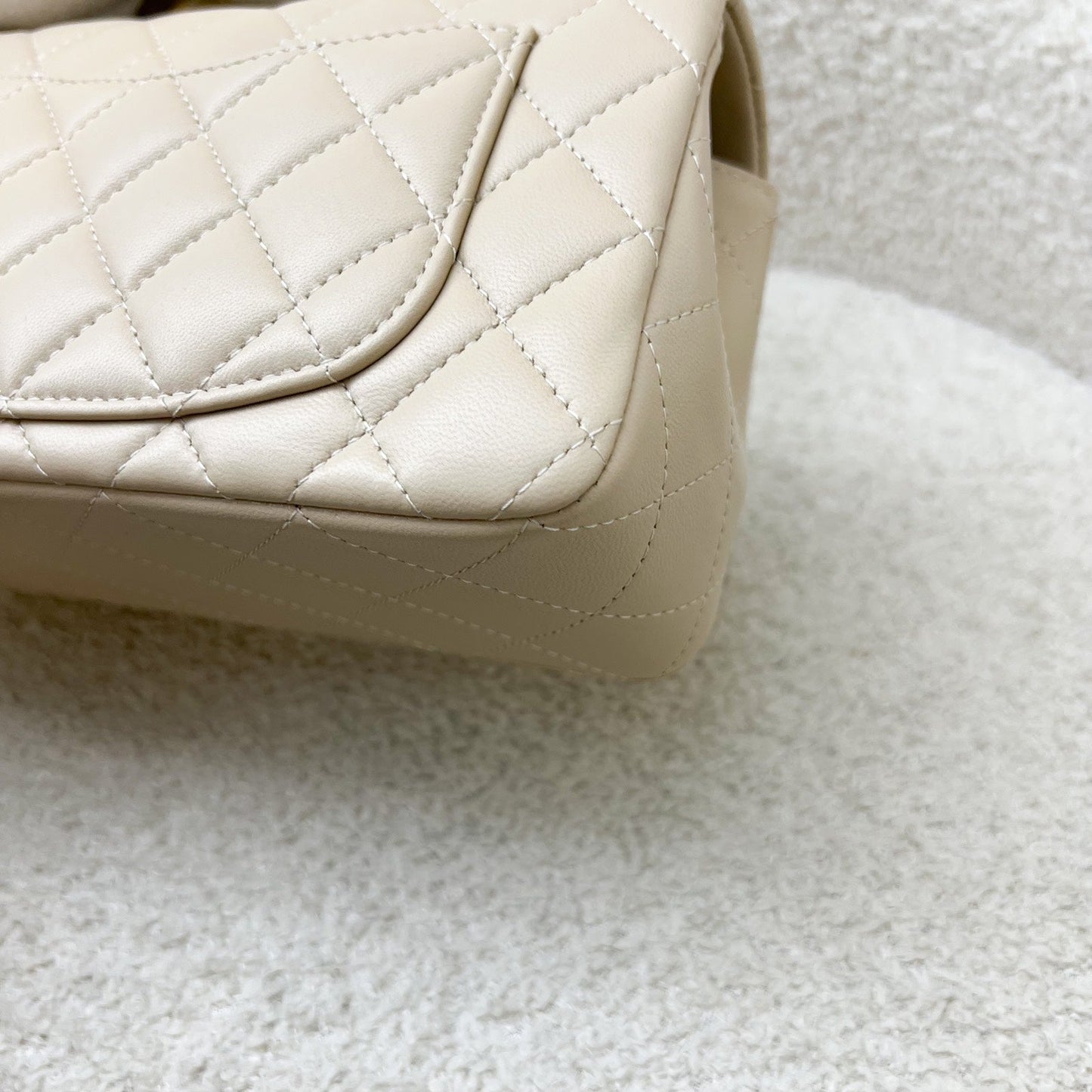 GLM-Top Handle Mini Rectangle Flap in 25P Beige Lambskin and LGHW