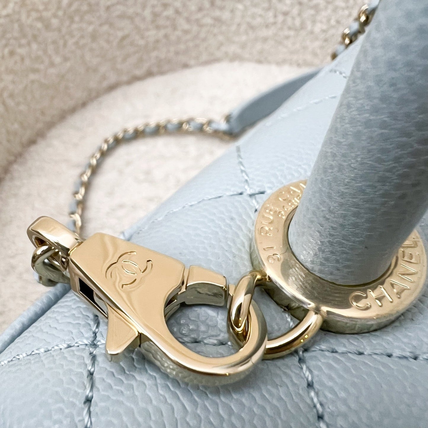GLM-Small (24cm) Coco Handle in 22P Robin Egg Blue Caviar and LGHW (Model: A92990)