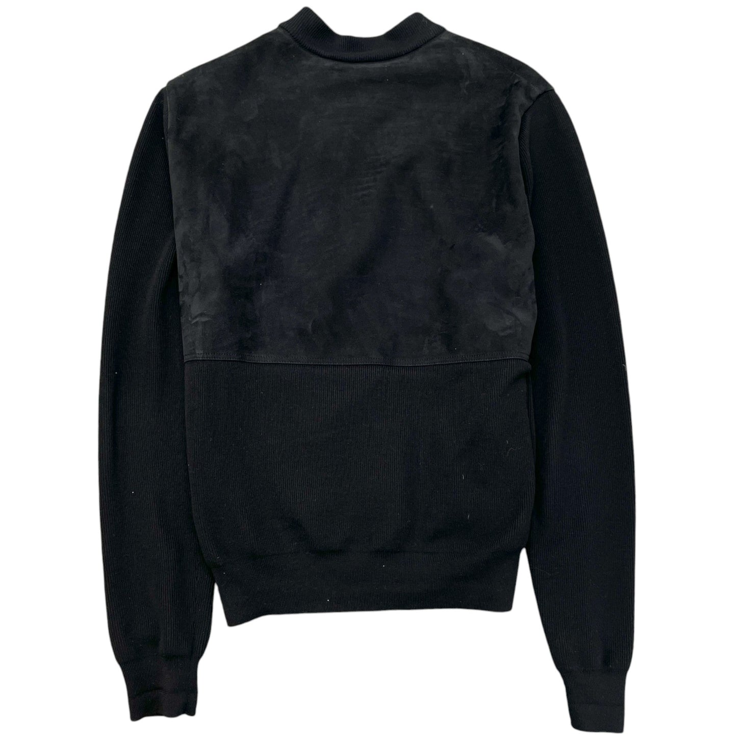 Men's Lamb Skin Suede & Cotton Bomber Jacket Black Size M