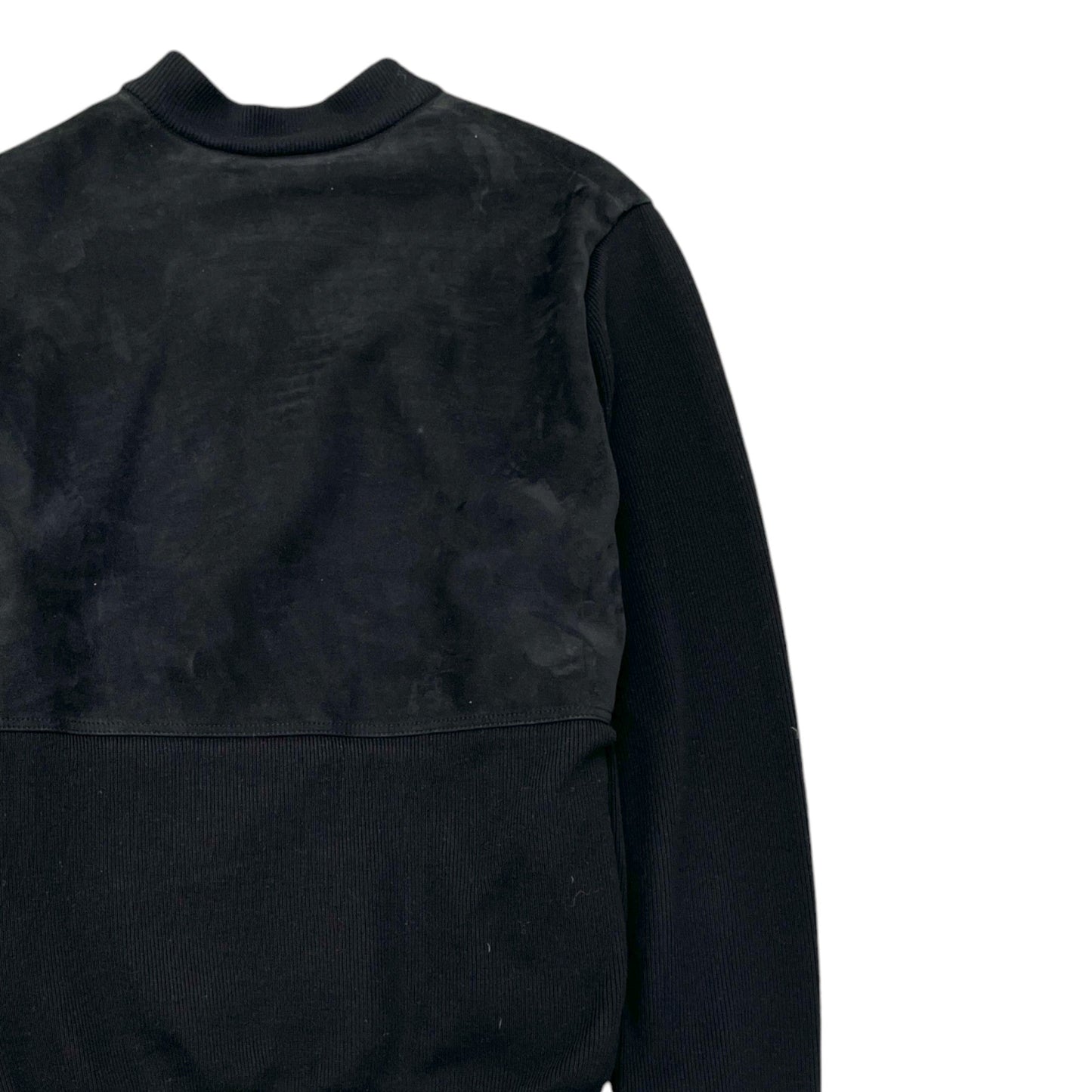 Men's Lamb Skin Suede & Cotton Bomber Jacket Black Size M
