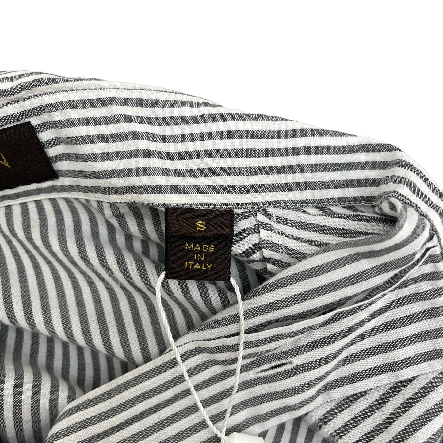 Men's Checked Stripe Polo Shirt White Size S
