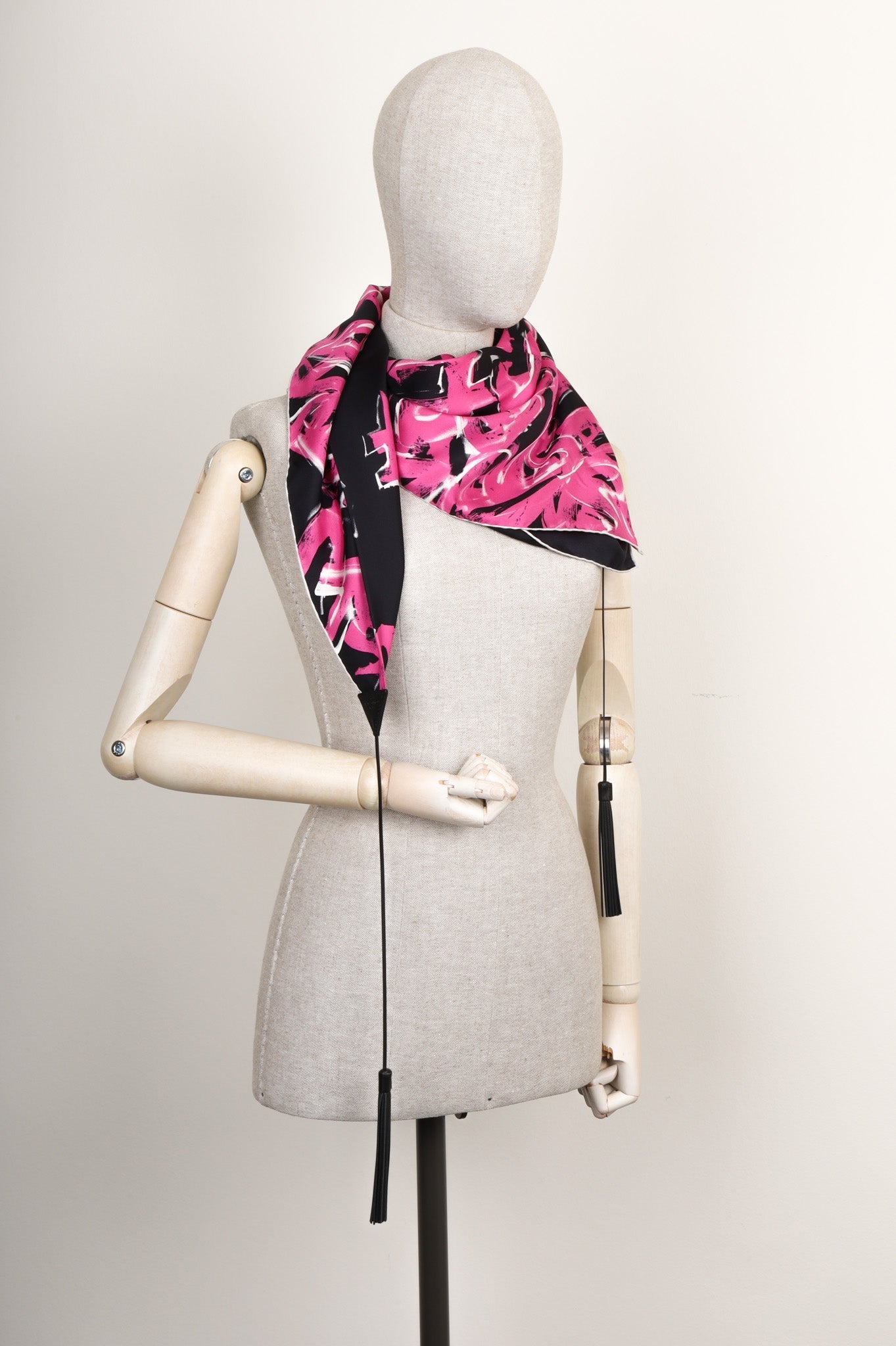 LOUIS VUITTON Stephen Sprouse Scarf Tassels Pink Black