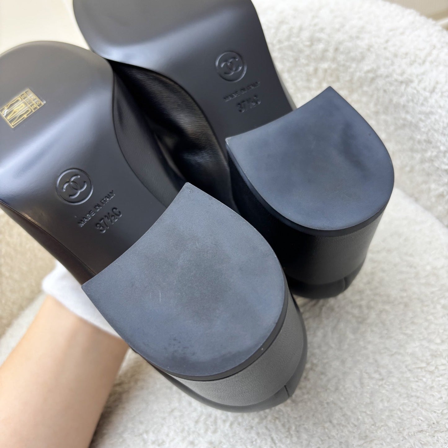 GLM-24A Mary Janes with Gold Charms and Buckle in Black Lambskin and AGHW Sz 37.5