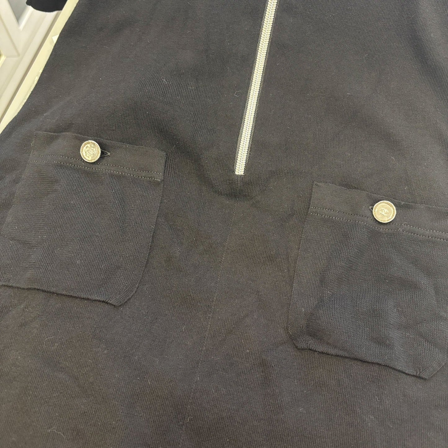 GLM-25C Zipped Hoodie Dress in Black Cotton and Cashmere Sz 40