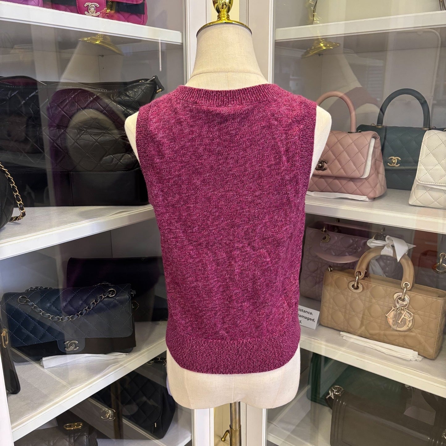 GLM-24A Seasonal Vest with Embroidered GLM- Logo Crest in Dark Mauve Cashmere Sz 36