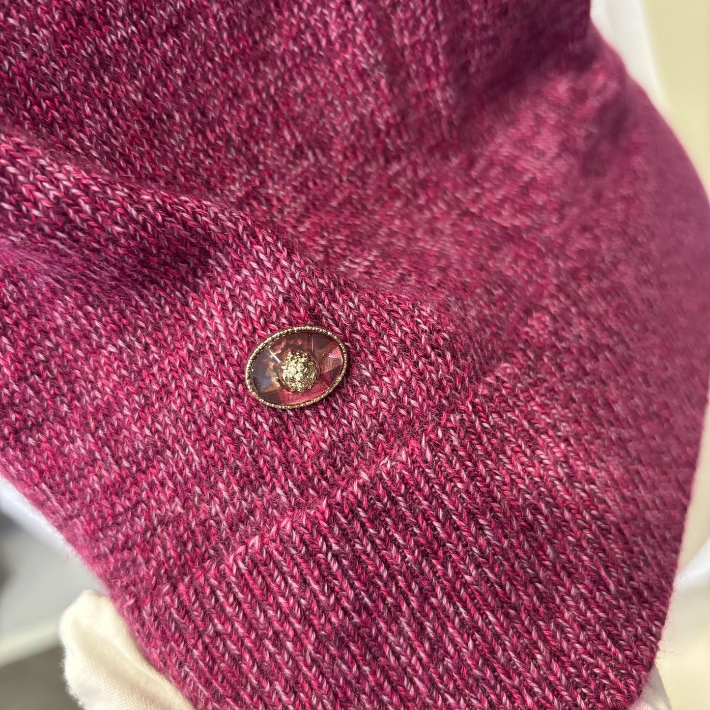 GLM-24A Seasonal Vest with Embroidered GLM- Logo Crest in Dark Mauve Cashmere Sz 36