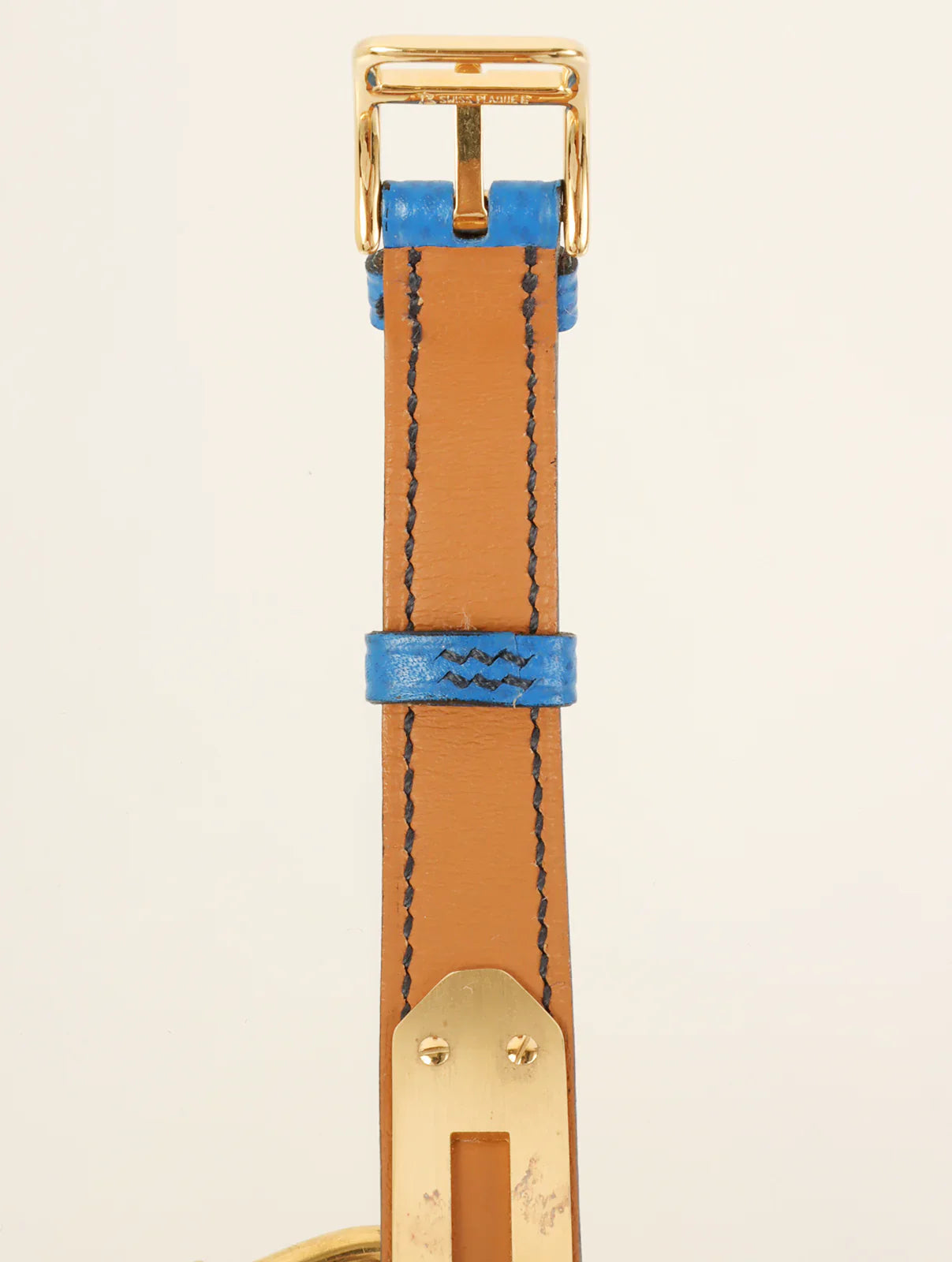 HERMES 1995 Made Kelly Watch Gold/Blue