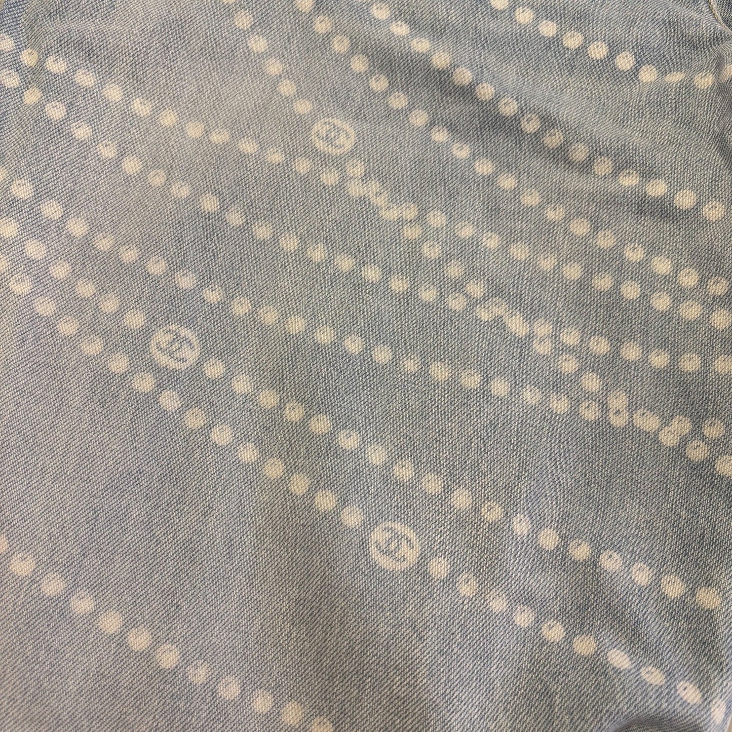 GLM-Washed Light Denim Jeans with Pearl Chain Print in Size 38