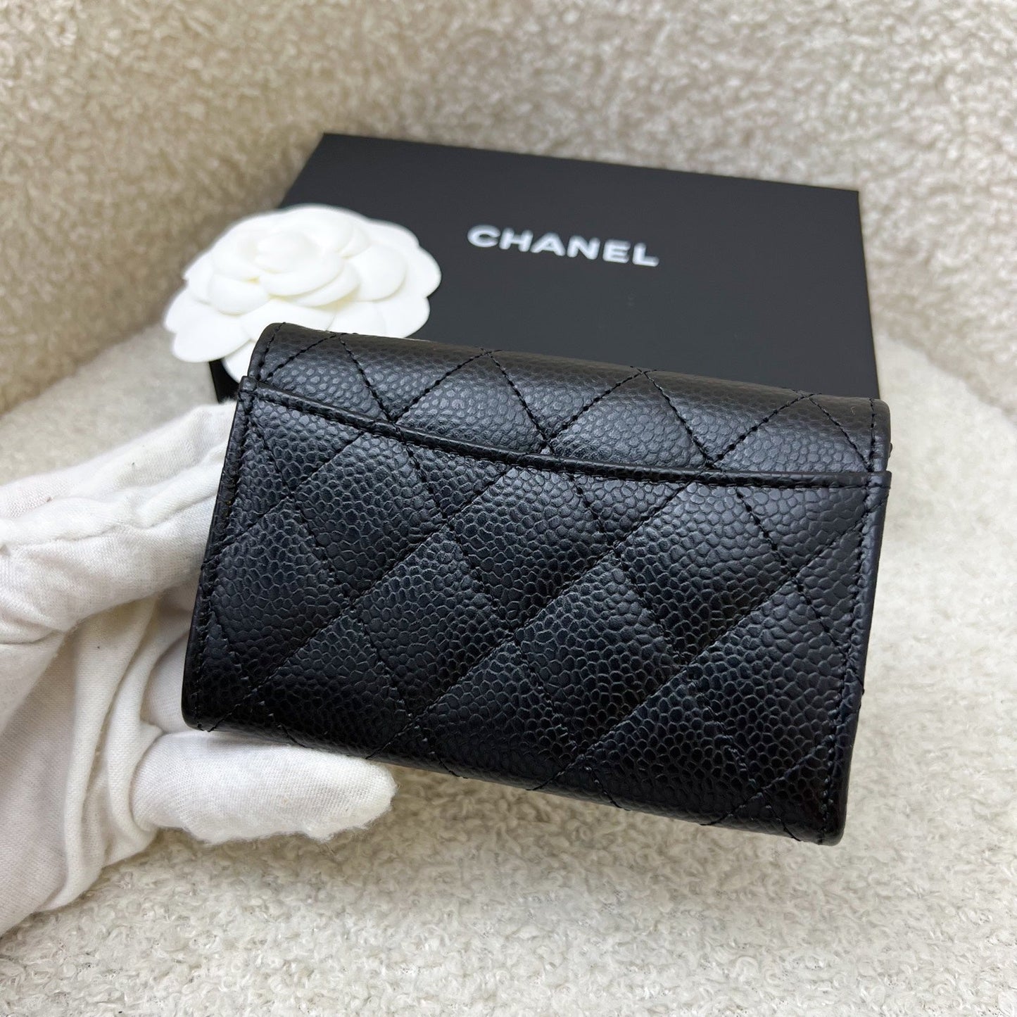 GLM-Classic Snap Card Holder in Black Caviar and GHW