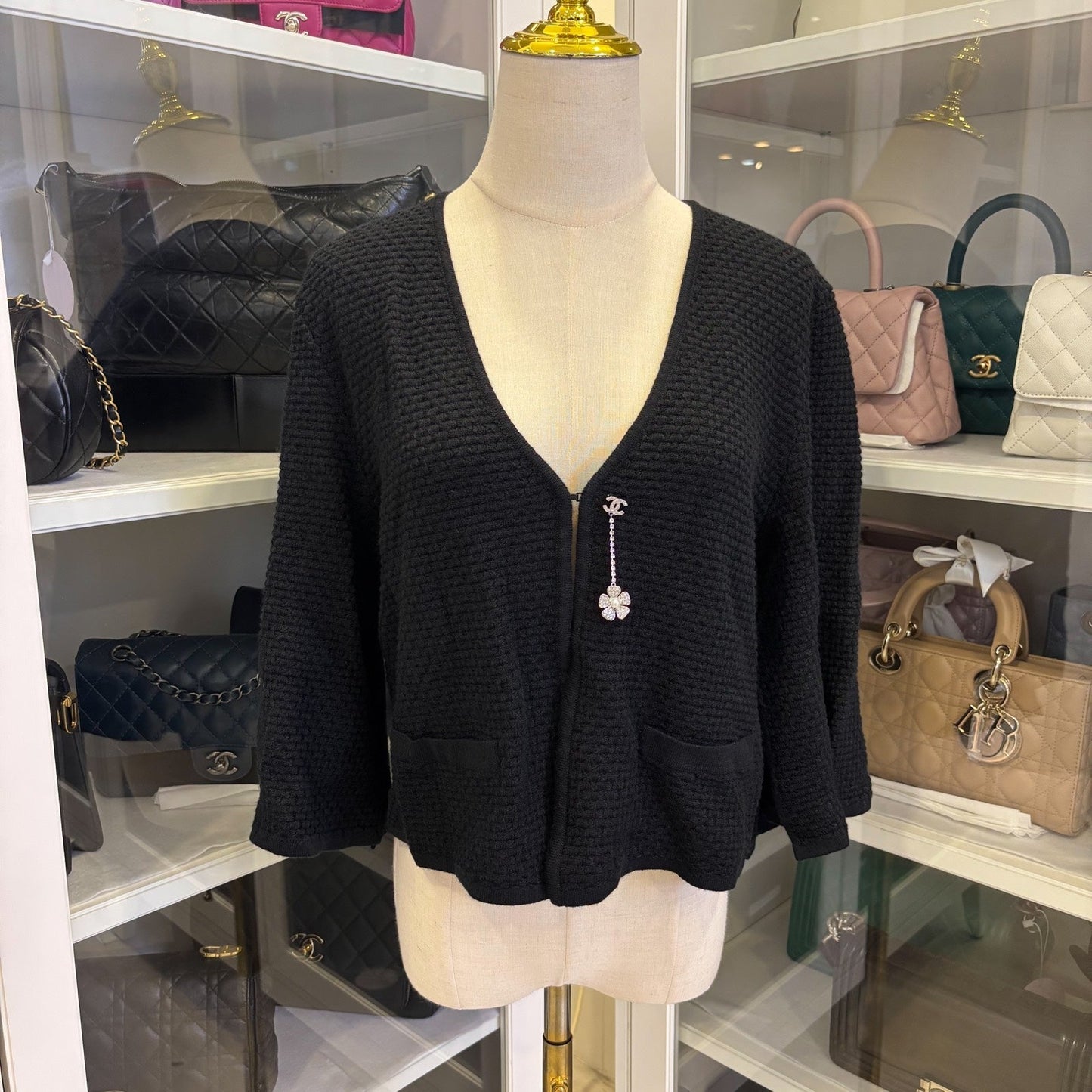 GLM-25P Cape Cardigan in Black Viscose and Cashmere Sz 36