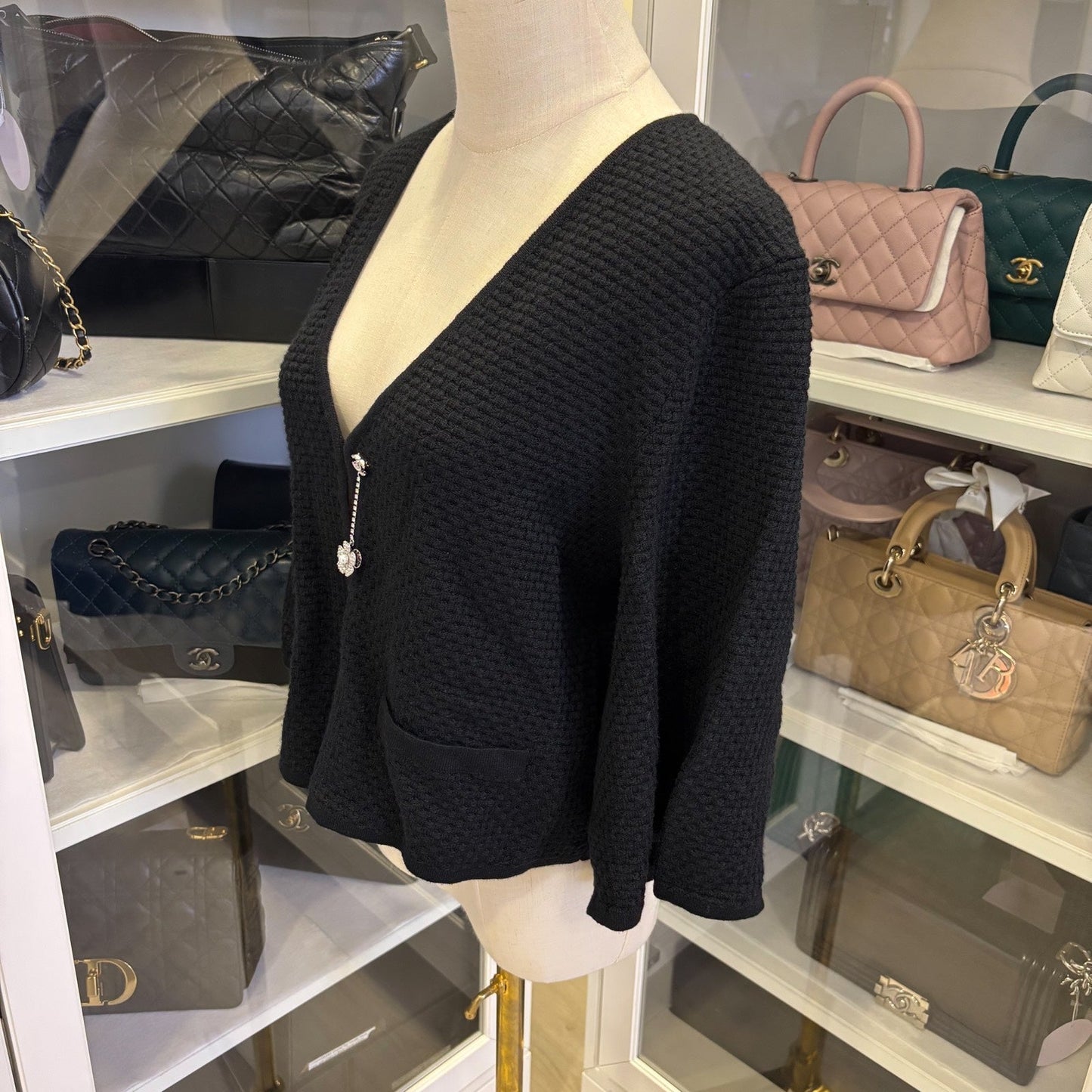 GLM-25P Cape Cardigan in Black Viscose and Cashmere Sz 36