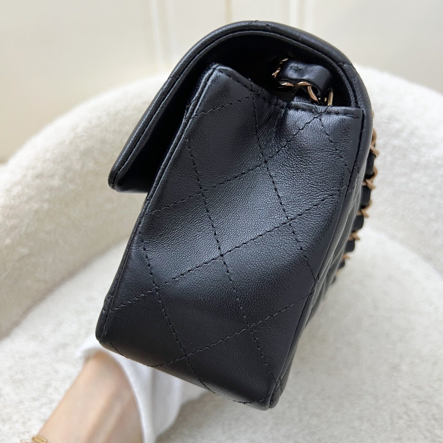 GLM-Classic Mini Rectangular Flap in Black Lambskin and Rose Gold HW RGHW (Model: A69900)