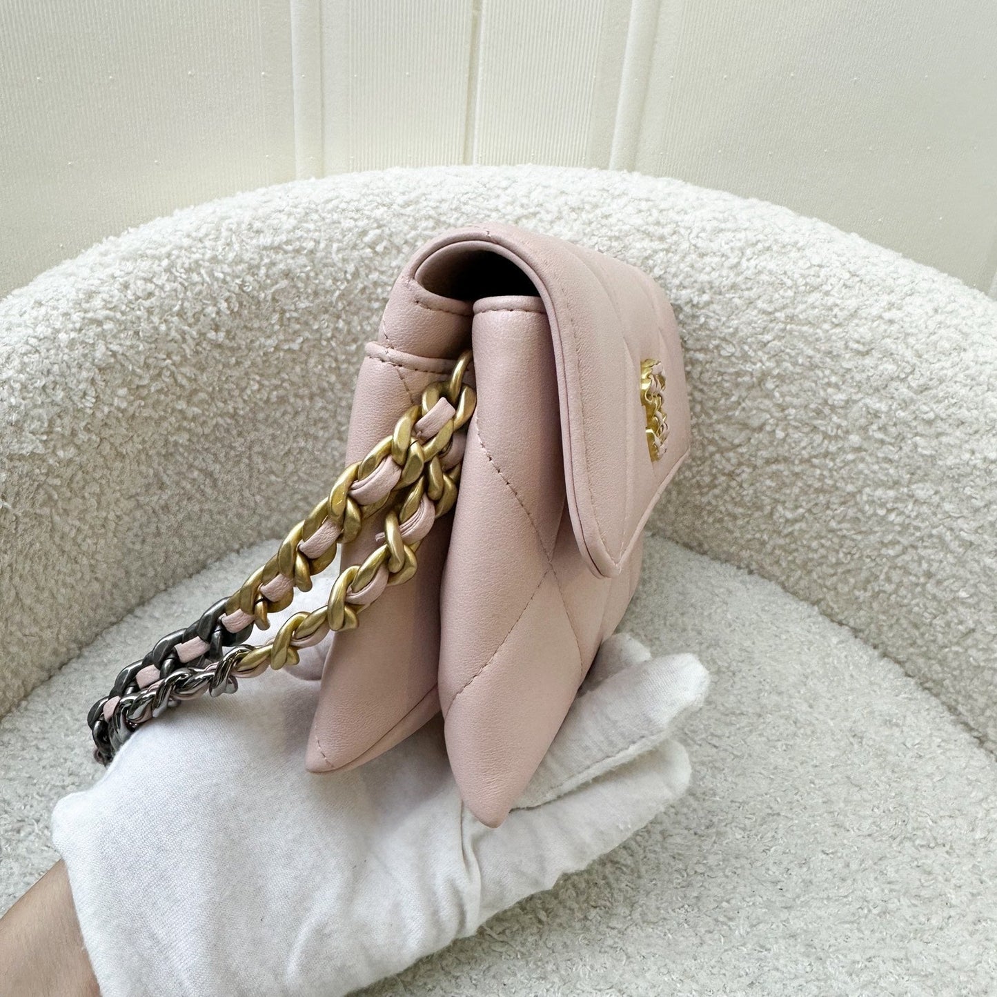 GLM-19 Wristlet / Clutch in Pink Lambskin and 3-tone HW