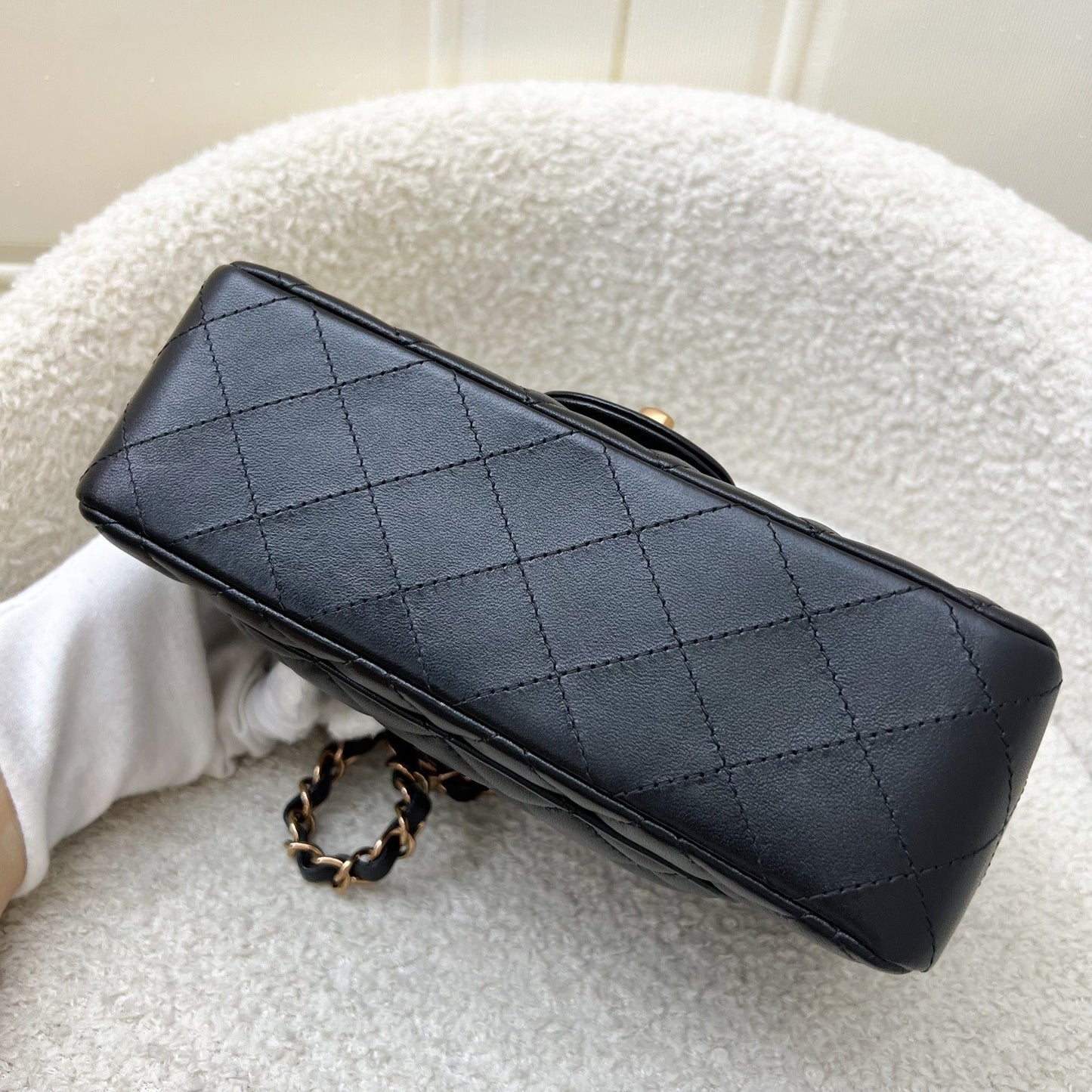 GLM-Classic Mini Rectangular Flap in Black Lambskin and Rose Gold HW RGHW (Model: A69900)