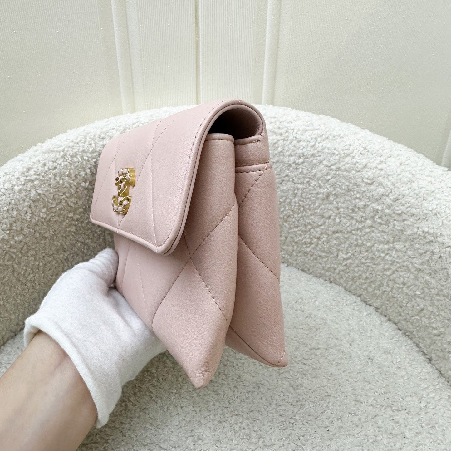 GLM-19 Wristlet / Clutch in Pink Lambskin and 3-tone HW