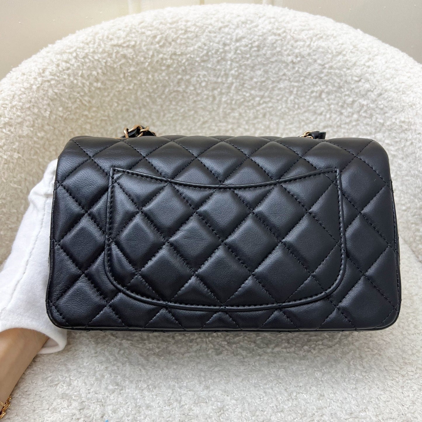GLM-Classic Mini Rectangular Flap in Black Lambskin and Rose Gold HW RGHW (Model: A69900)