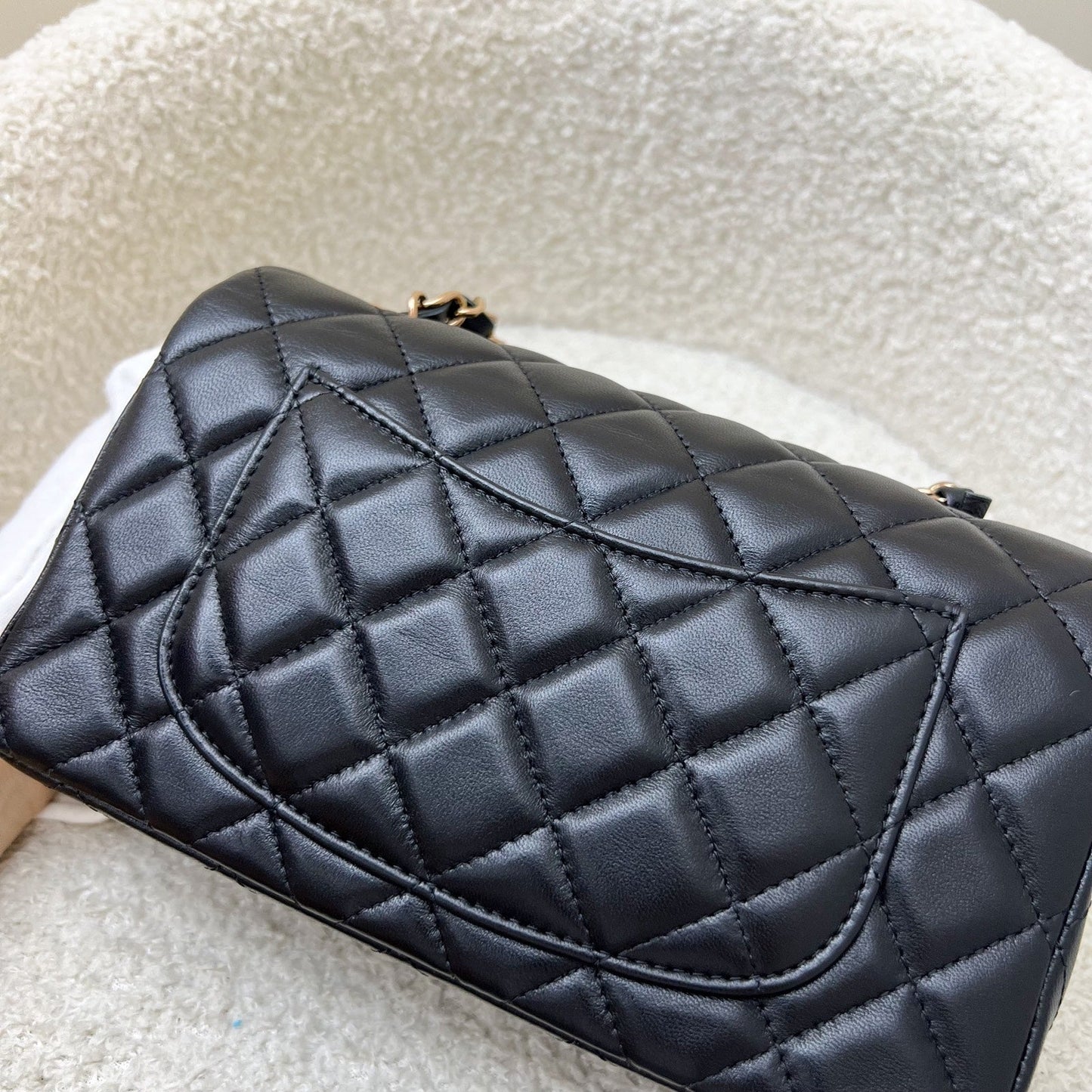GLM-Classic Mini Rectangular Flap in Black Lambskin and Rose Gold HW RGHW (Model: A69900)