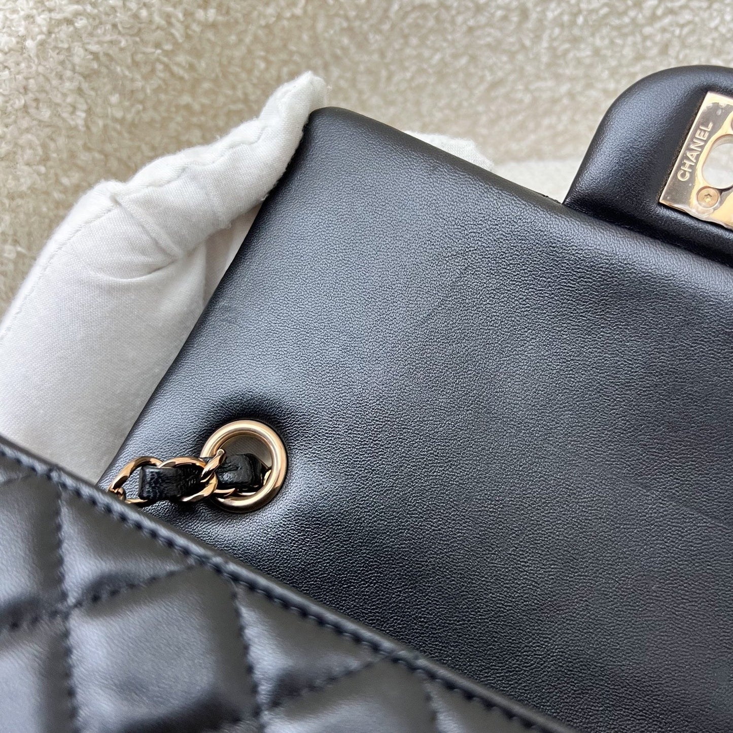 GLM-Classic Mini Rectangular Flap in Black Lambskin and Rose Gold HW RGHW (Model: A69900)