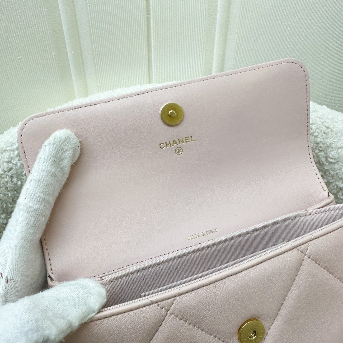 GLM-19 Wristlet / Clutch in Pink Lambskin and 3-tone HW