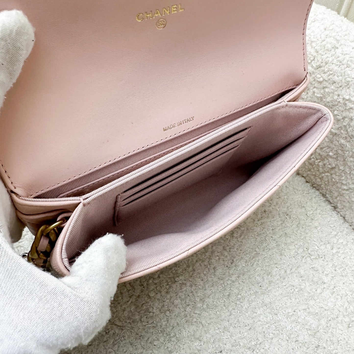 GLM-19 Wristlet / Clutch in Pink Lambskin and 3-tone HW