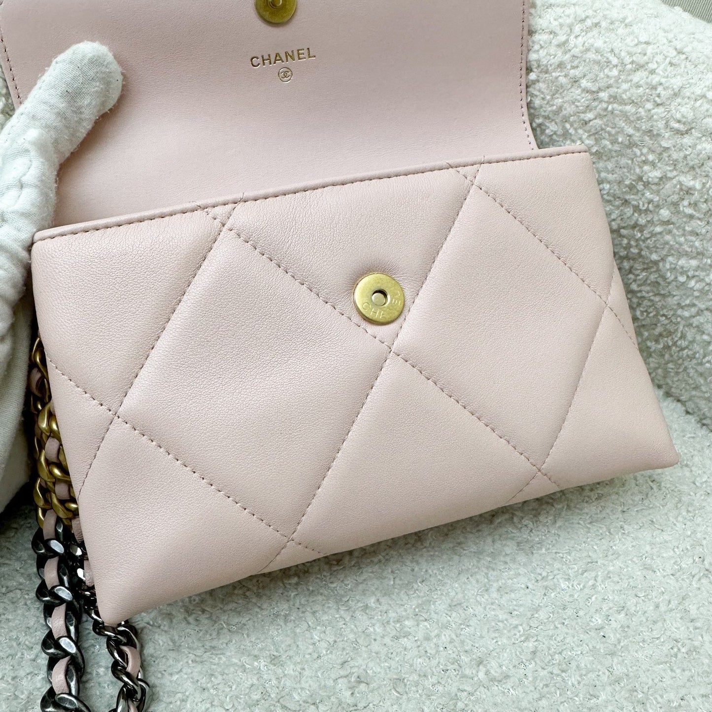 GLM-19 Wristlet / Clutch in Pink Lambskin and 3-tone HW