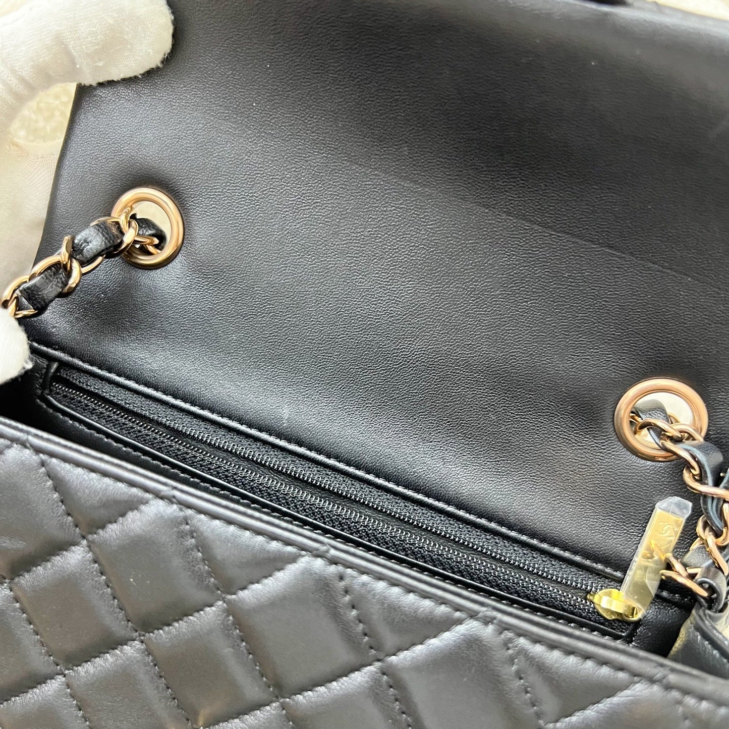 GLM-Classic Mini Rectangular Flap in Black Lambskin and Rose Gold HW RGHW (Model: A69900)