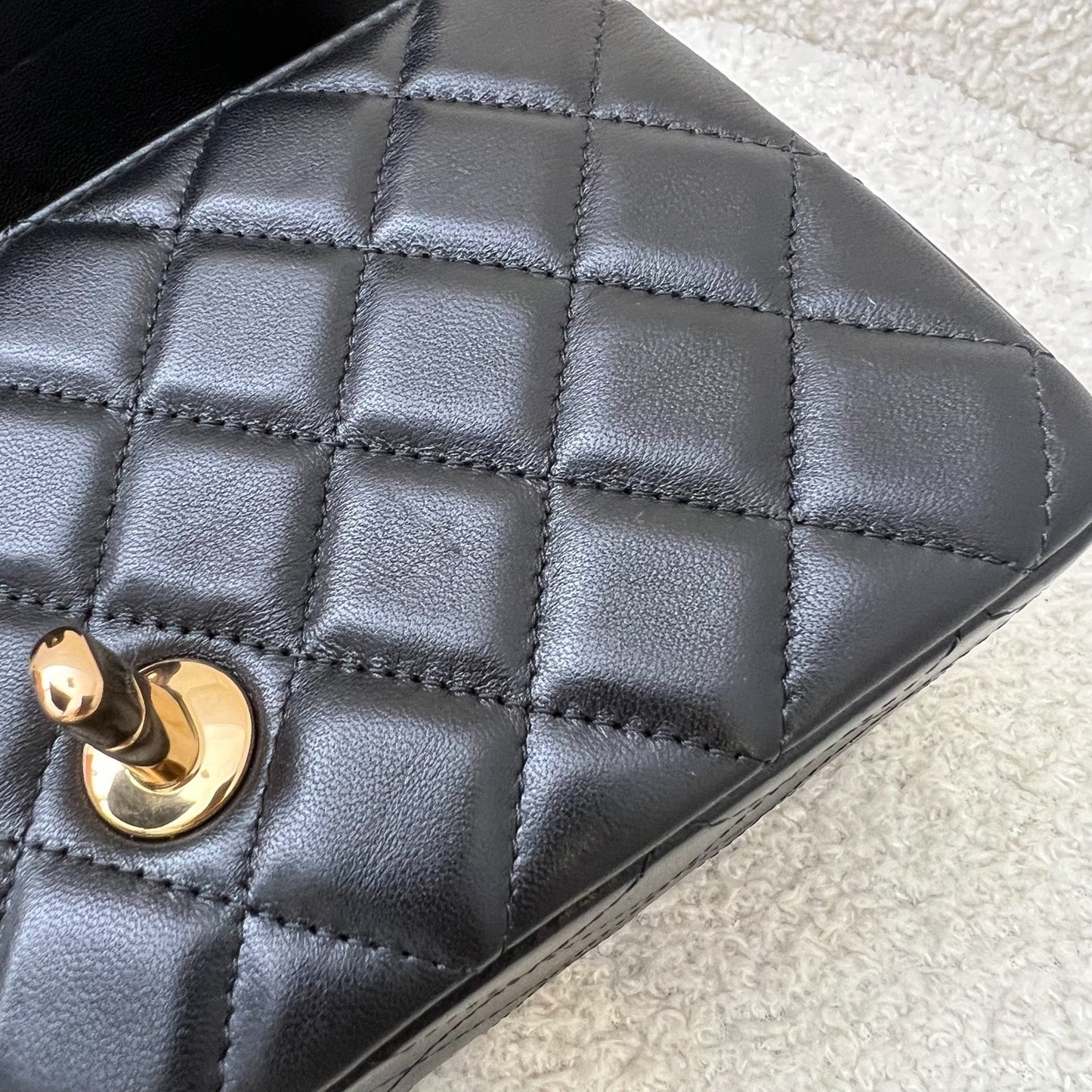 GLM-Classic Mini Rectangular Flap in Black Lambskin and Rose Gold HW RGHW (Model: A69900)