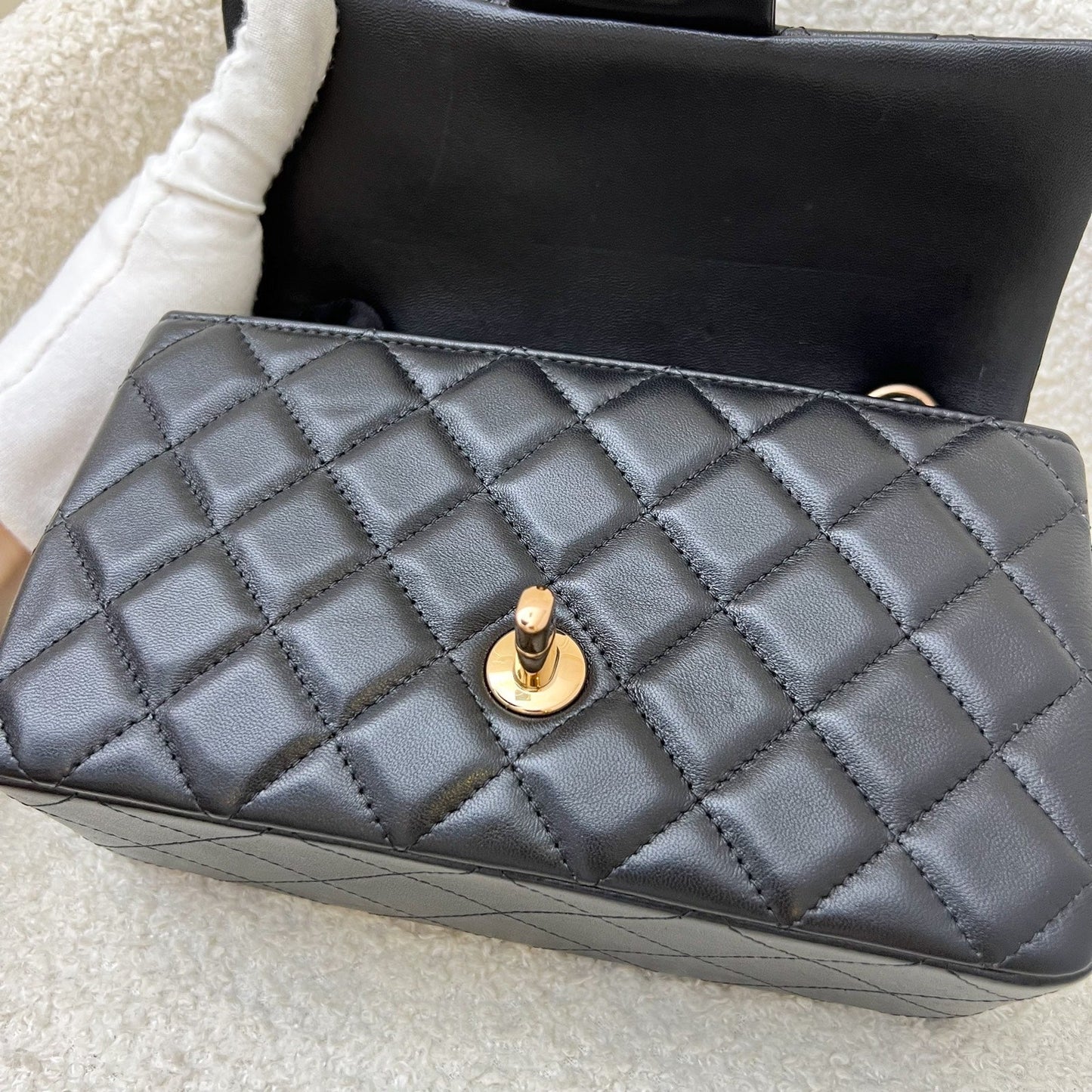 GLM-Classic Mini Rectangular Flap in Black Lambskin and Rose Gold HW RGHW (Model: A69900)