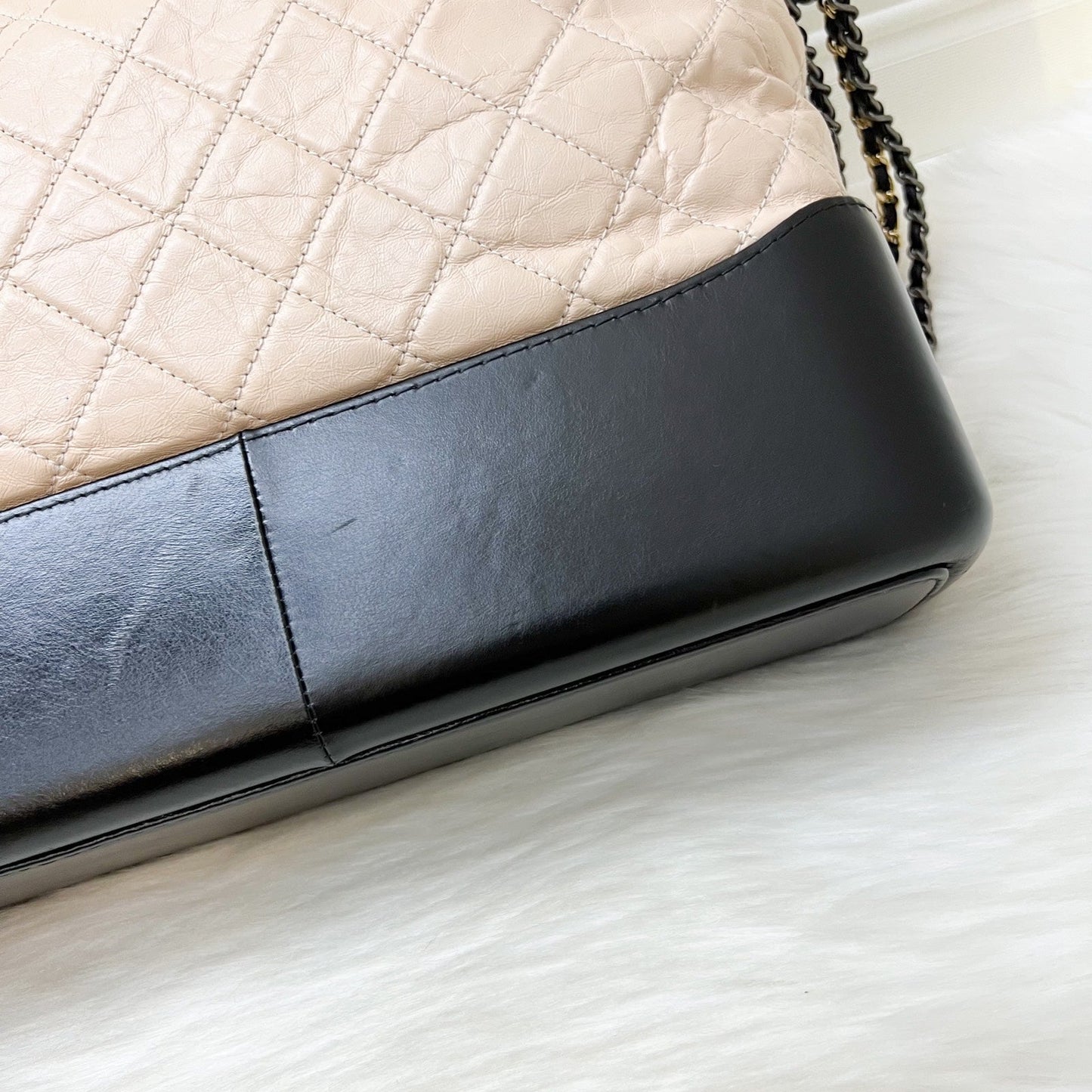 GLM-Large Gabrielle Hobo in Beige Distressed Calfskin and 3 Tone HW