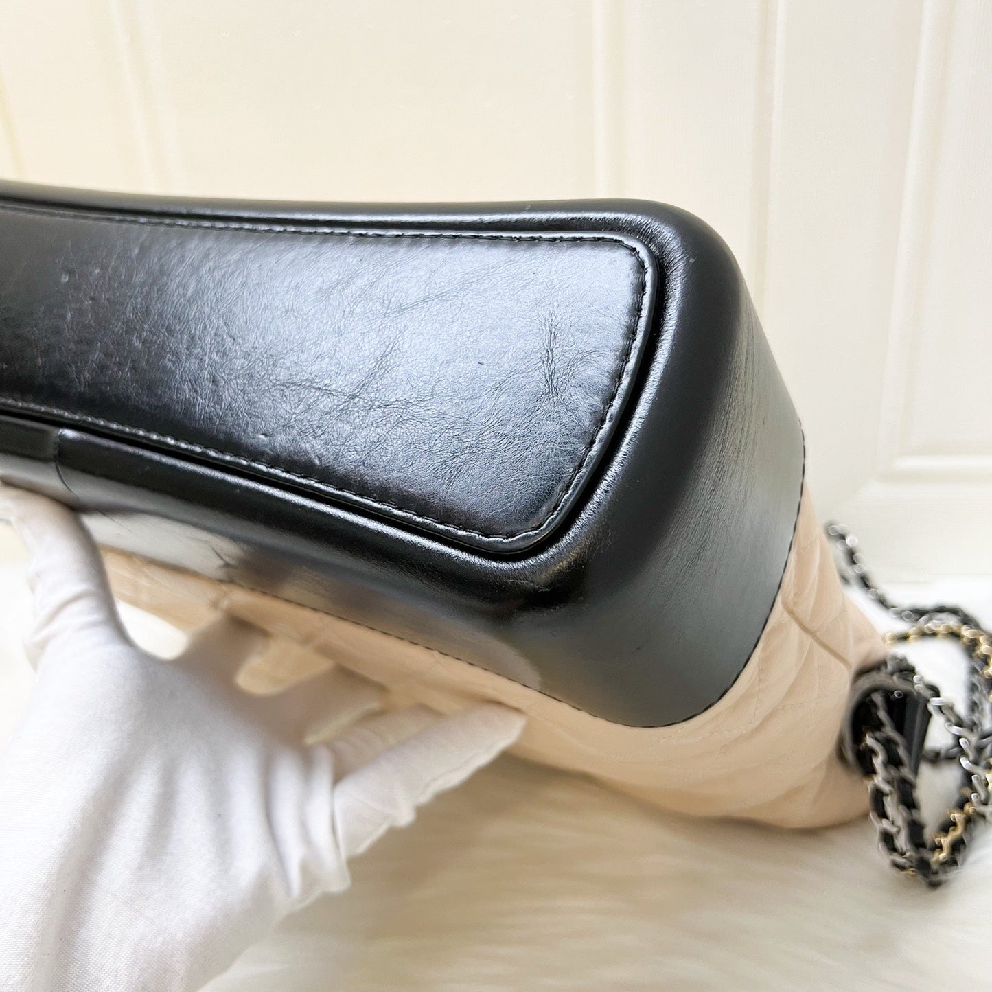 GLM-Large Gabrielle Hobo in Beige Distressed Calfskin and 3 Tone HW