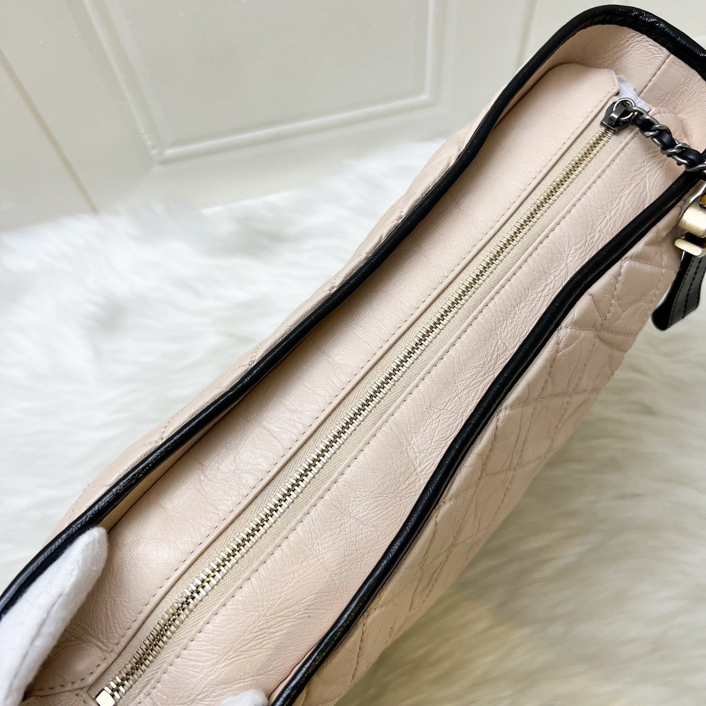 GLM-Large Gabrielle Hobo in Beige Distressed Calfskin and 3 Tone HW