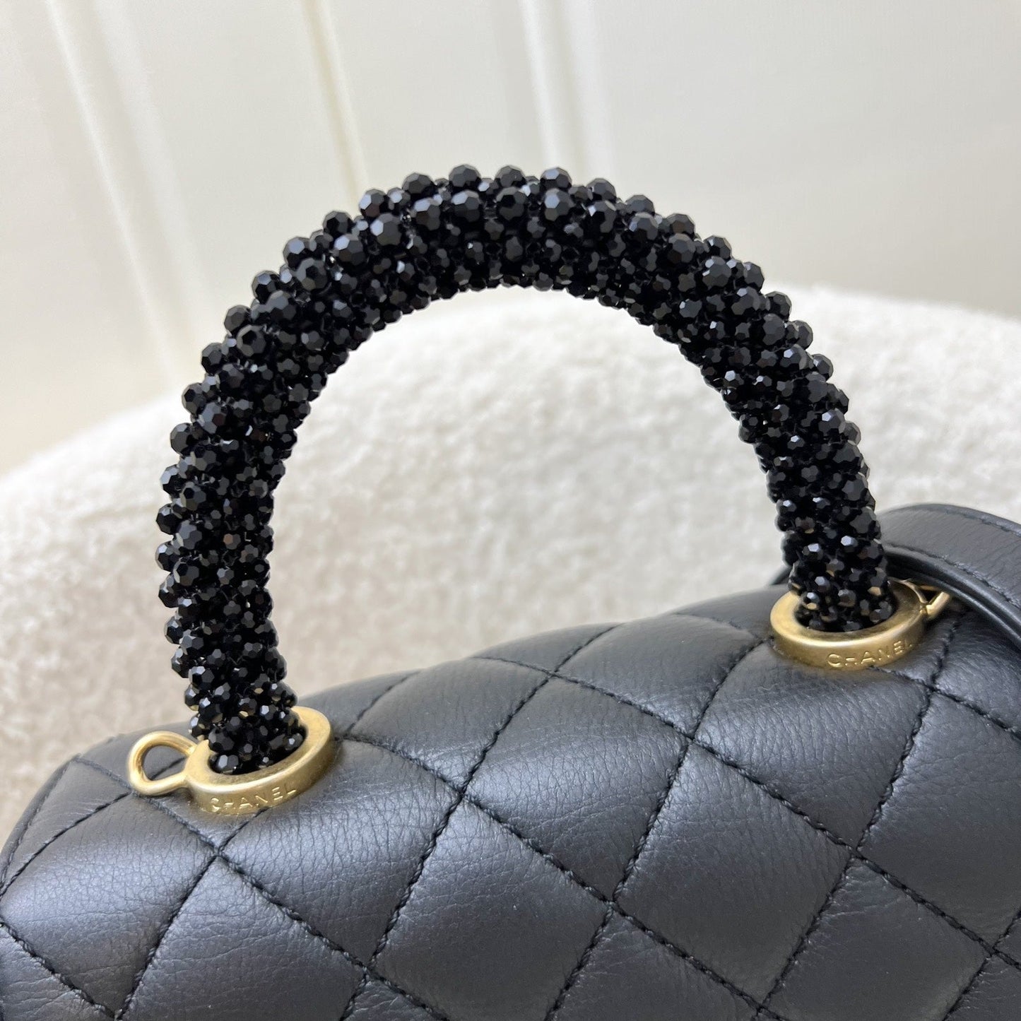 GLM-Mini (19cm) Coco Handle in Black Calfskin and Strass Handle and AGHW