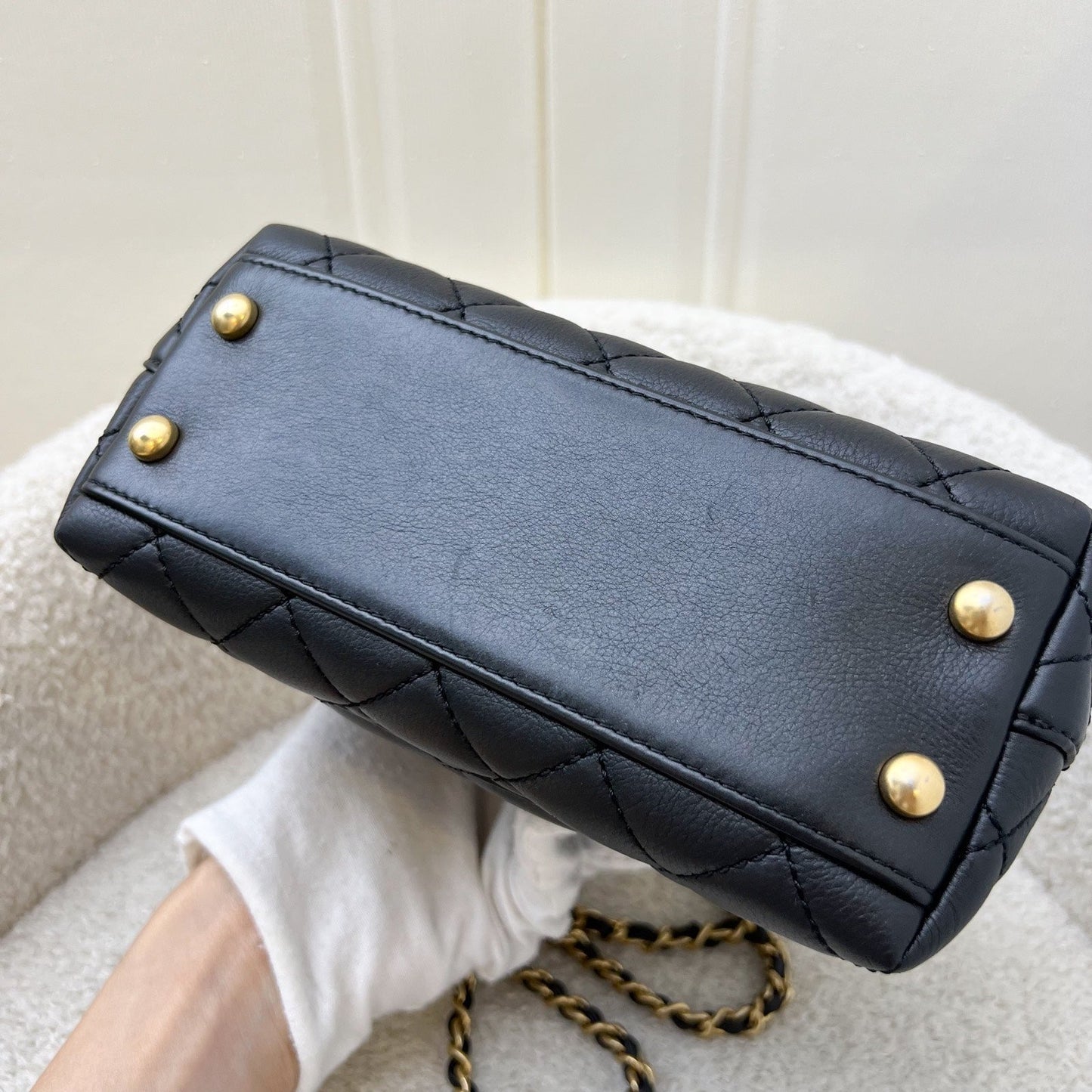 GLM-Mini (19cm) Coco Handle in Black Calfskin and Strass Handle and AGHW