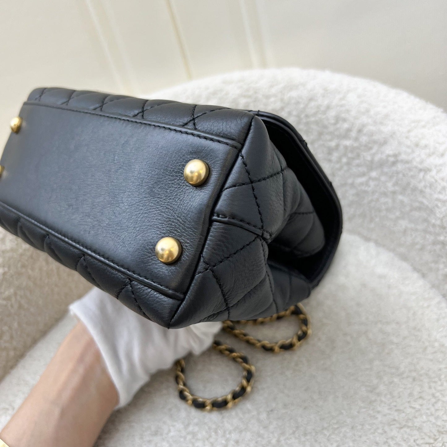 GLM-Mini (19cm) Coco Handle in Black Calfskin and Strass Handle and AGHW