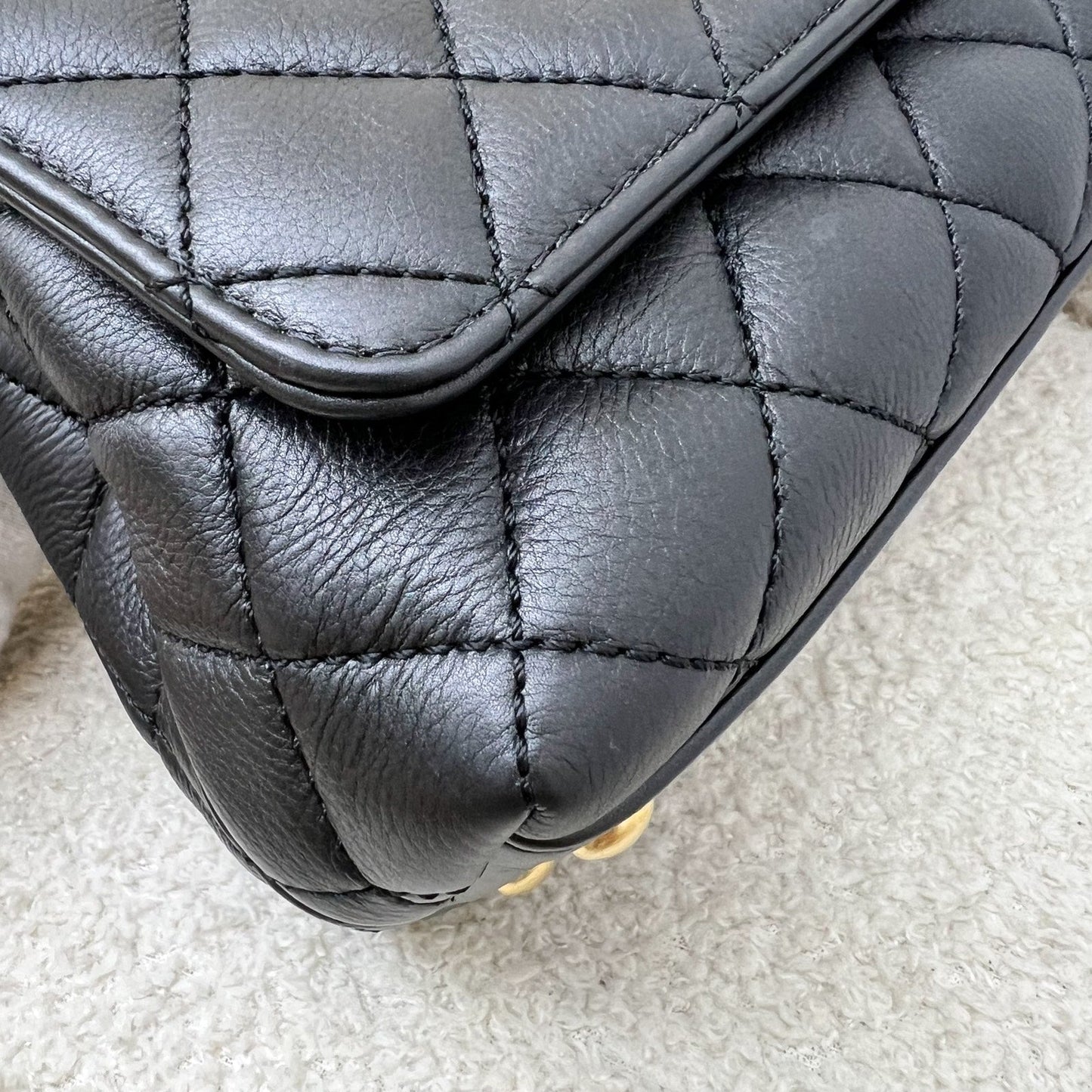 GLM-Mini (19cm) Coco Handle in Black Calfskin and Strass Handle and AGHW