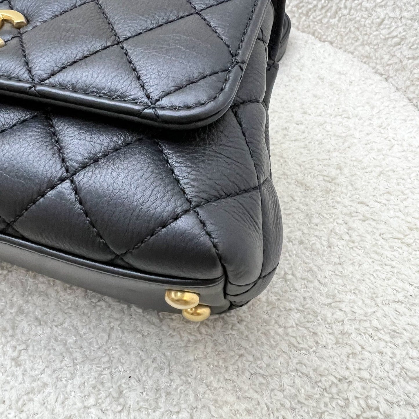 GLM-Mini (19cm) Coco Handle in Black Calfskin and Strass Handle and AGHW