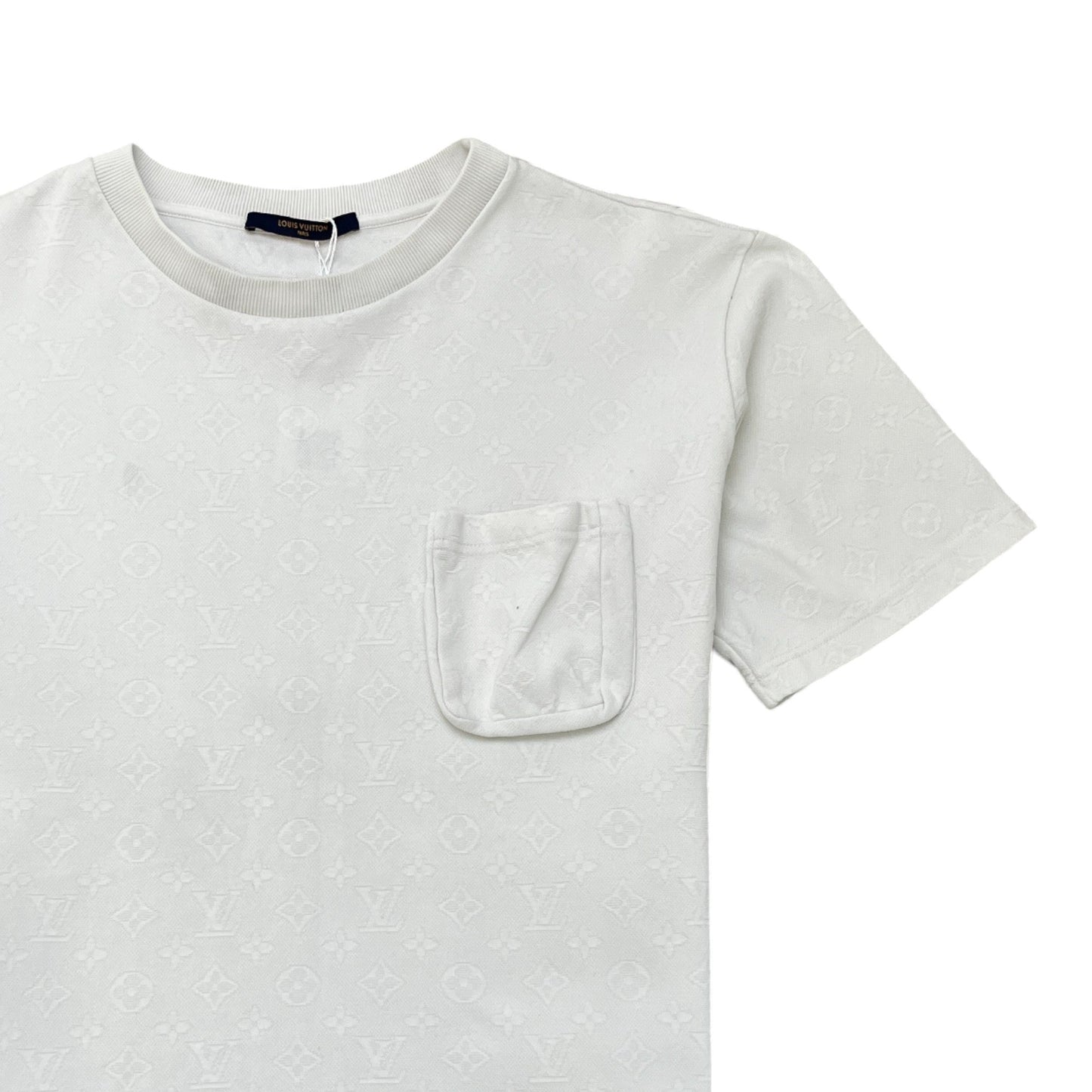 Men's Monogram 3D Pocket Short Sleeve Shirt White Size XL