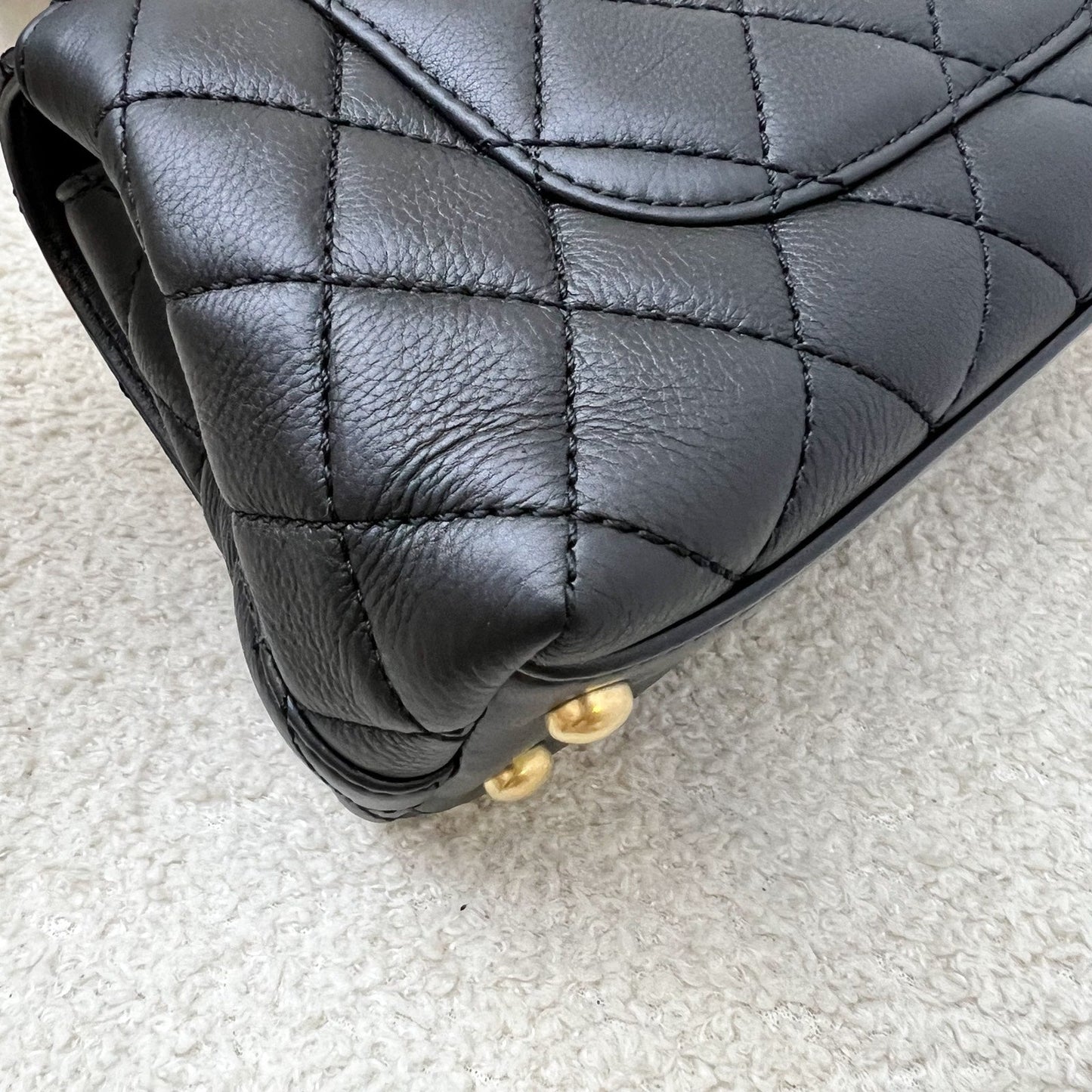 GLM-Mini (19cm) Coco Handle in Black Calfskin and Strass Handle and AGHW