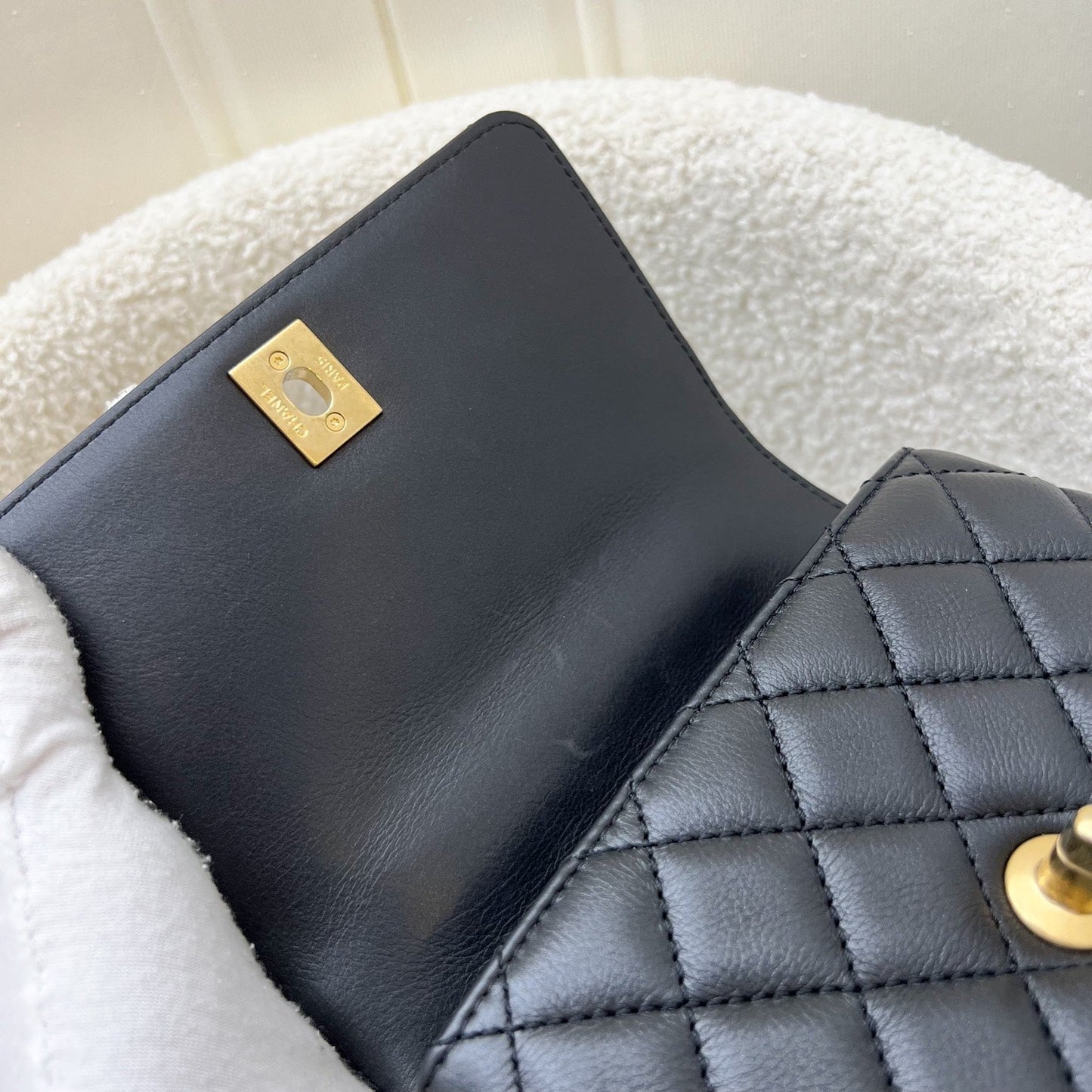GLM-Mini (19cm) Coco Handle in Black Calfskin and Strass Handle and AGHW
