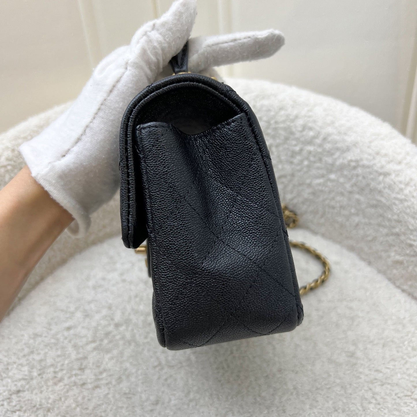 GLM-Top Handle Mini Rectangle Flap in 21S Black Caviar and AGHW