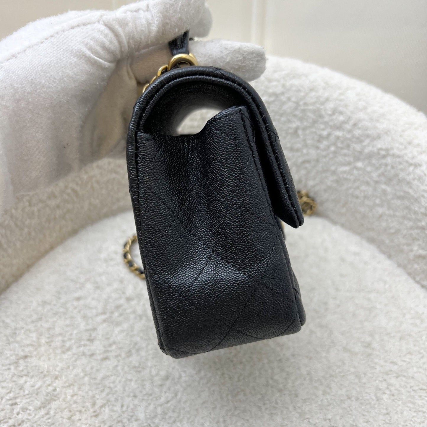 GLM-Top Handle Mini Rectangle Flap in 21S Black Caviar and AGHW