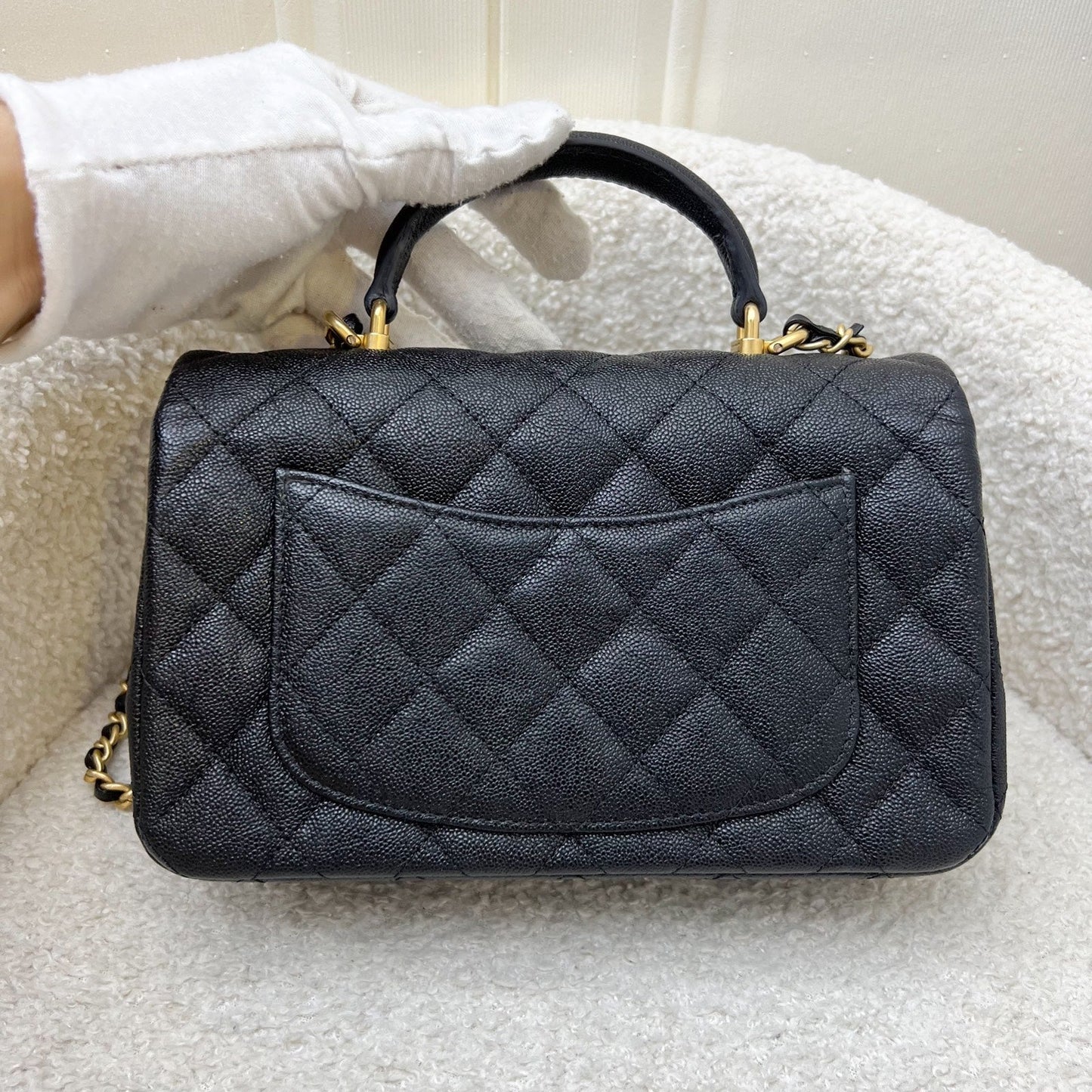 GLM-Top Handle Mini Rectangle Flap in 21S Black Caviar and AGHW