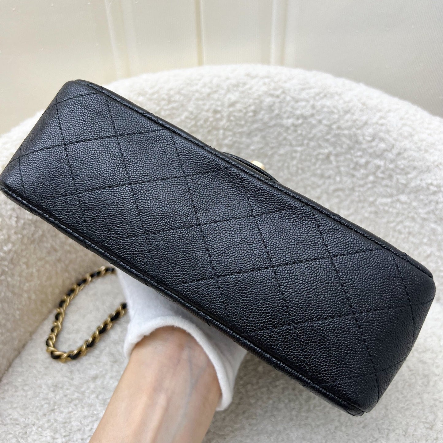 GLM-Top Handle Mini Rectangle Flap in 21S Black Caviar and AGHW