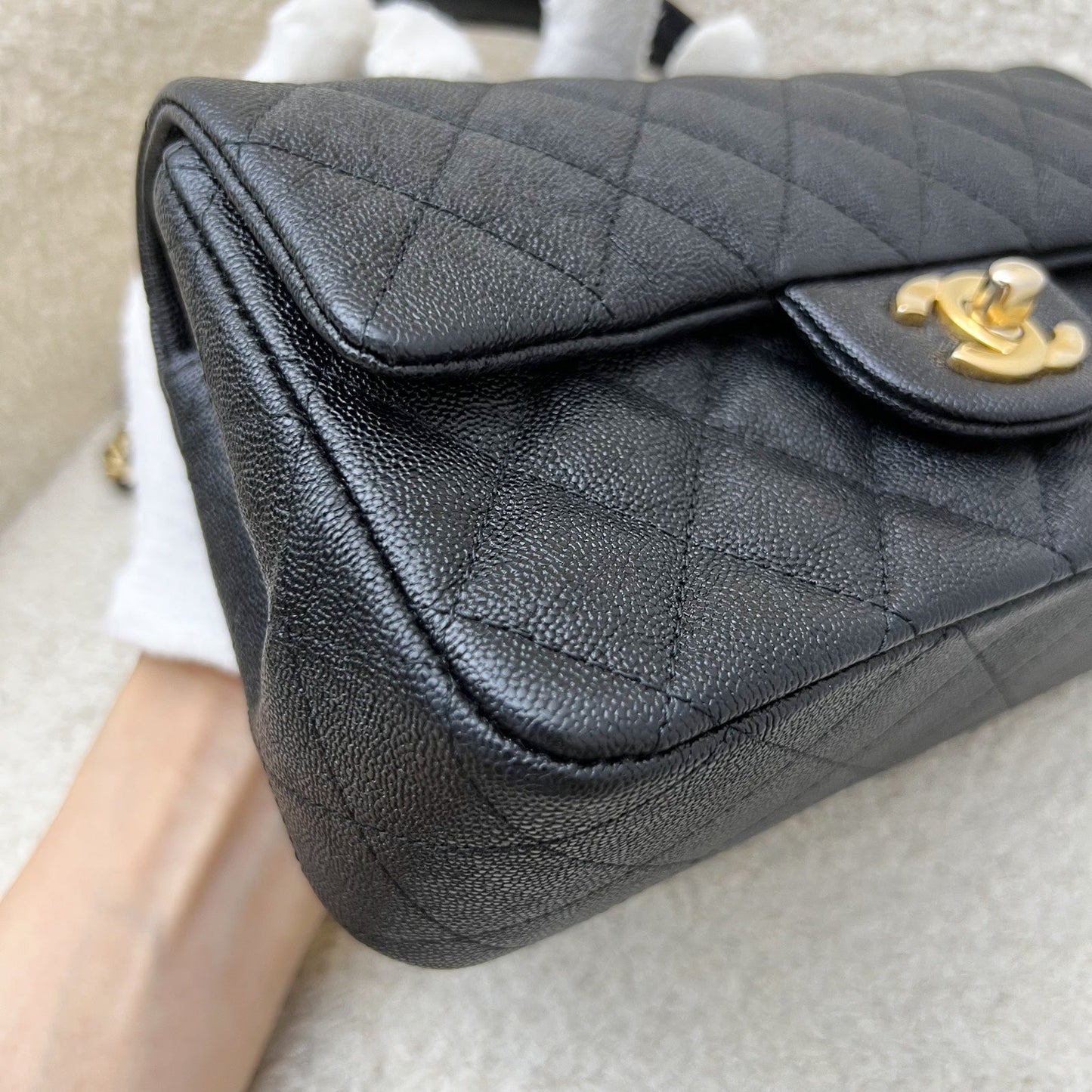 GLM-Top Handle Mini Rectangle Flap in 21S Black Caviar and AGHW