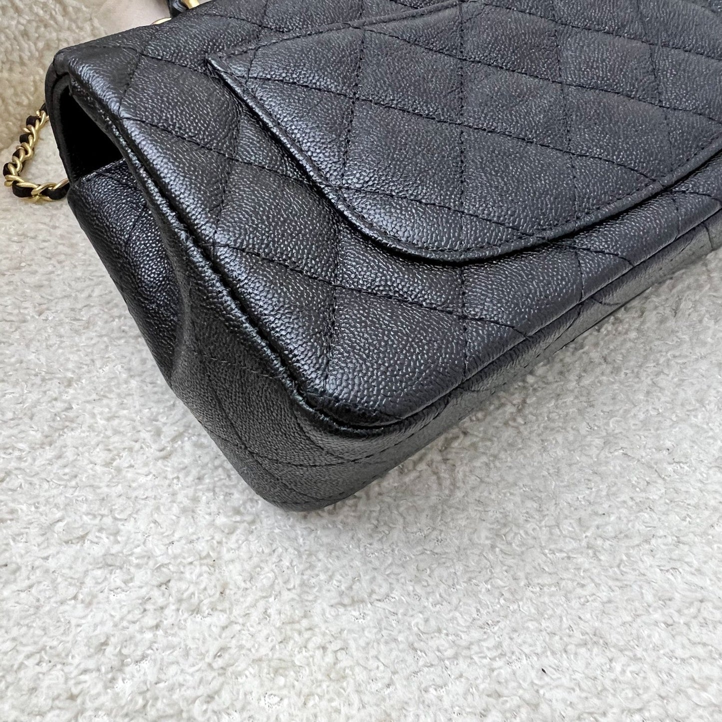 GLM-Top Handle Mini Rectangle Flap in 21S Black Caviar and AGHW